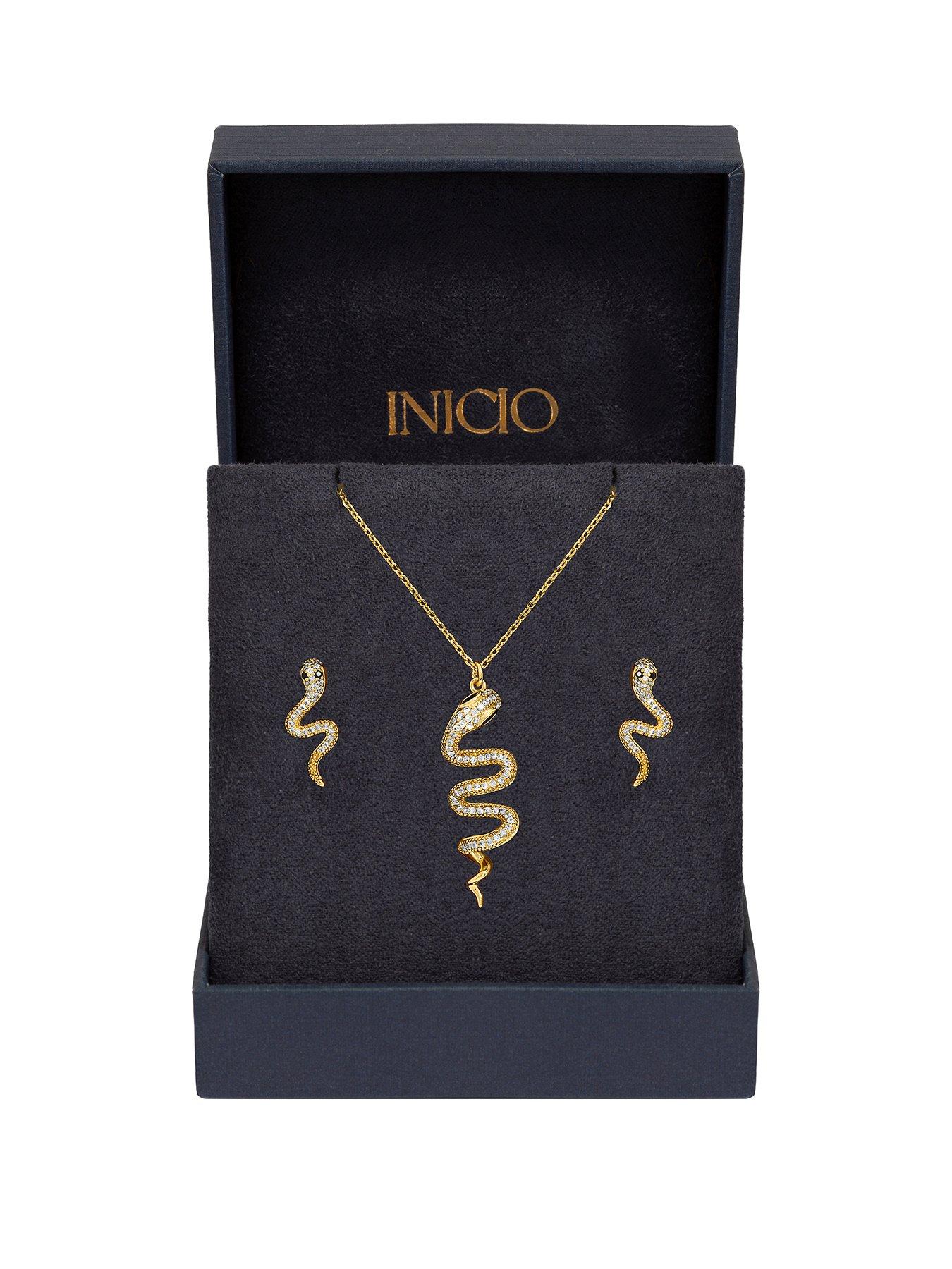 Image 1 of 3 of Inicio 14K Gold Plated and Cubic Zirconia Snake Set - Gift Box