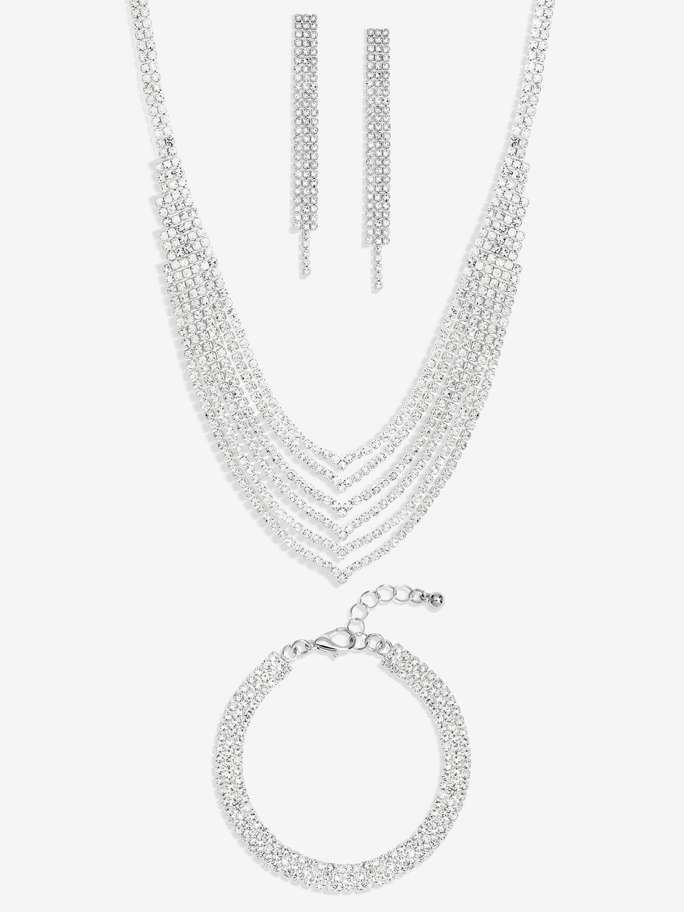 Image 3 of 4 of Mood Silver Crystal Multirow Three Piece Set