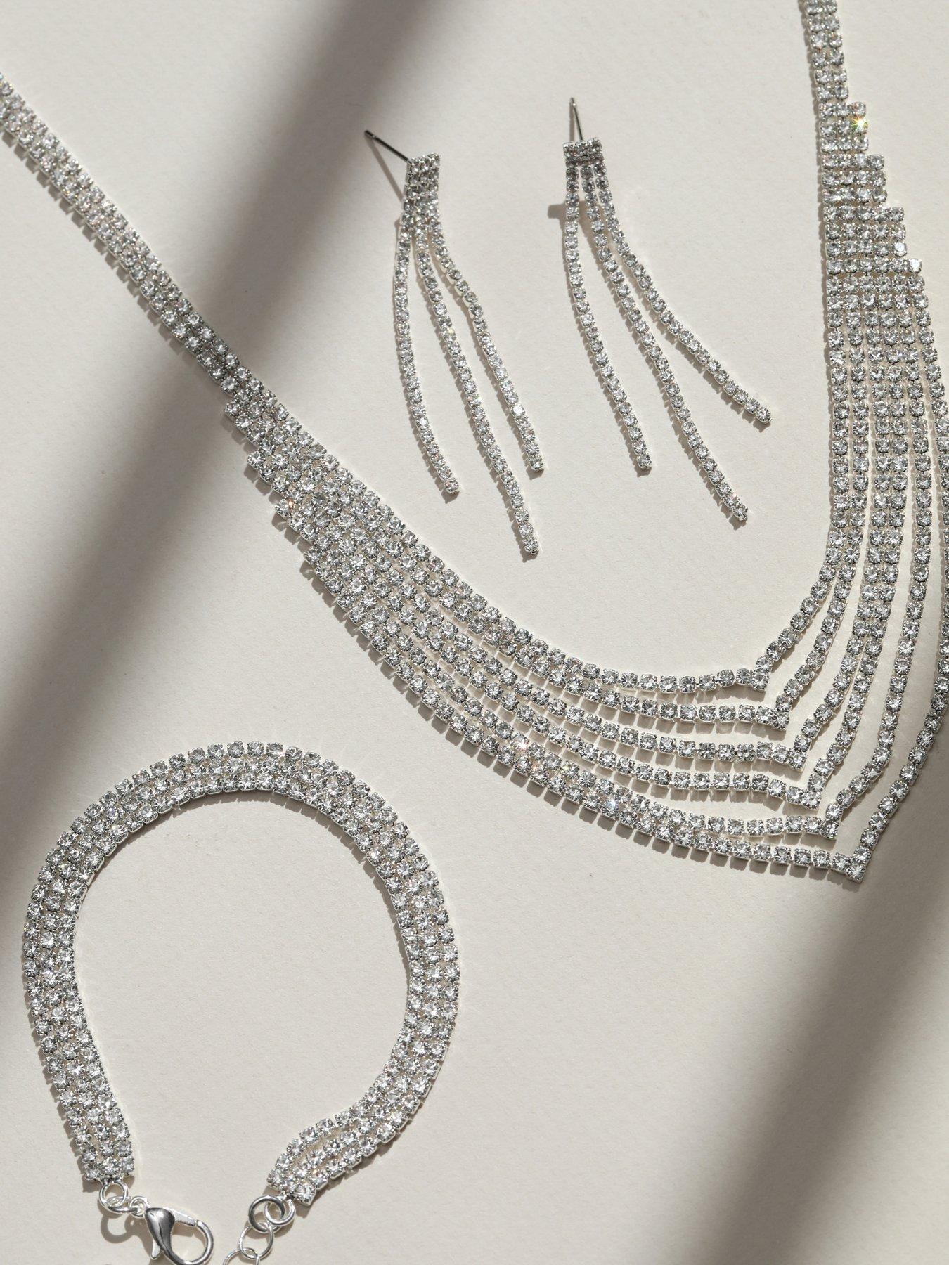 Image 4 of 4 of Mood Silver Crystal Multirow Three Piece Set