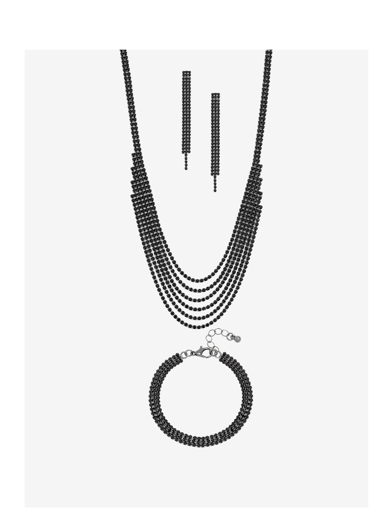 Mood Jet Crystal Multirow Three Piece Set