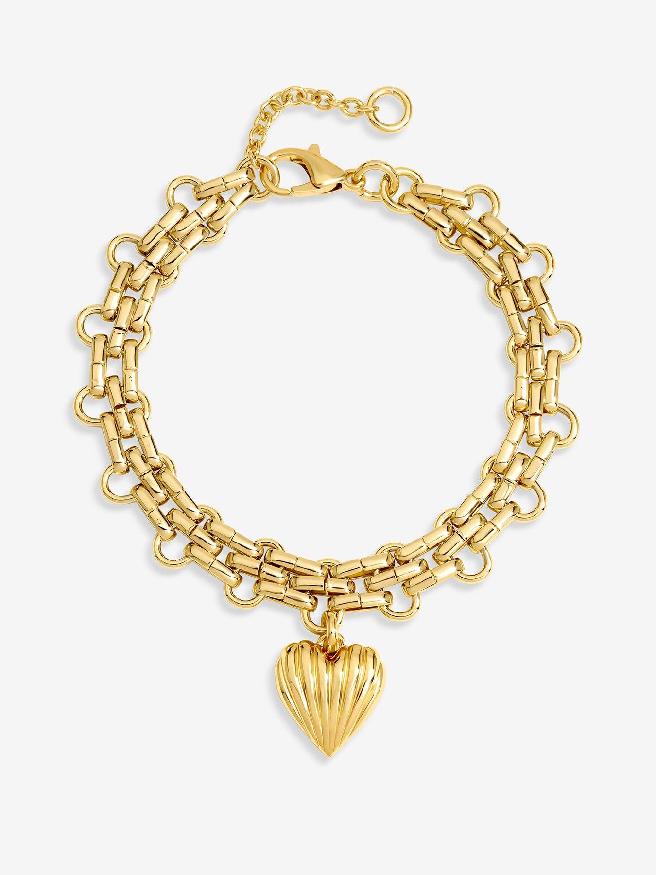 Mood Gold Ridged Heart Bracelet