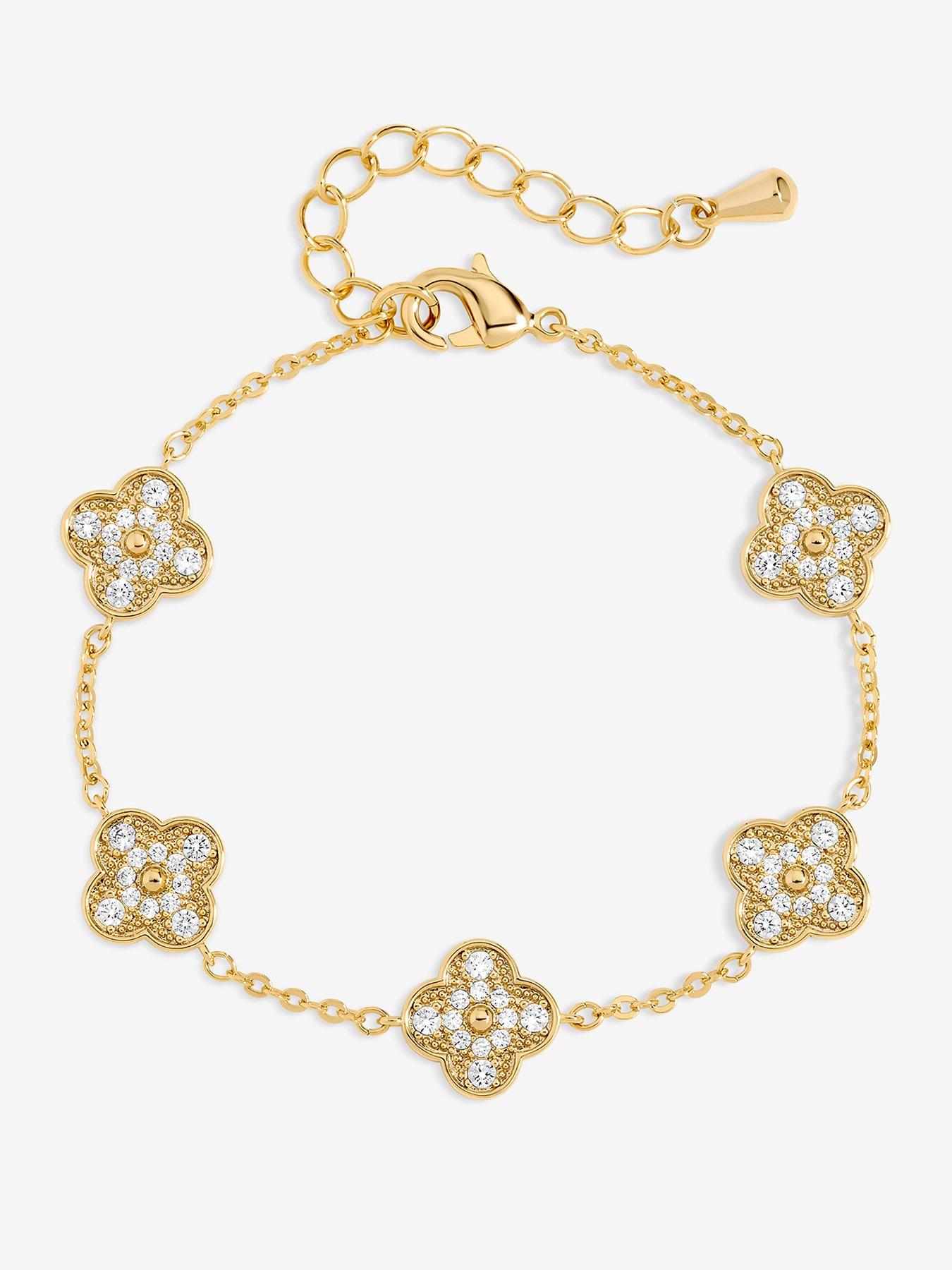Jon Richard Gold Plated Pave Clover Bracelet