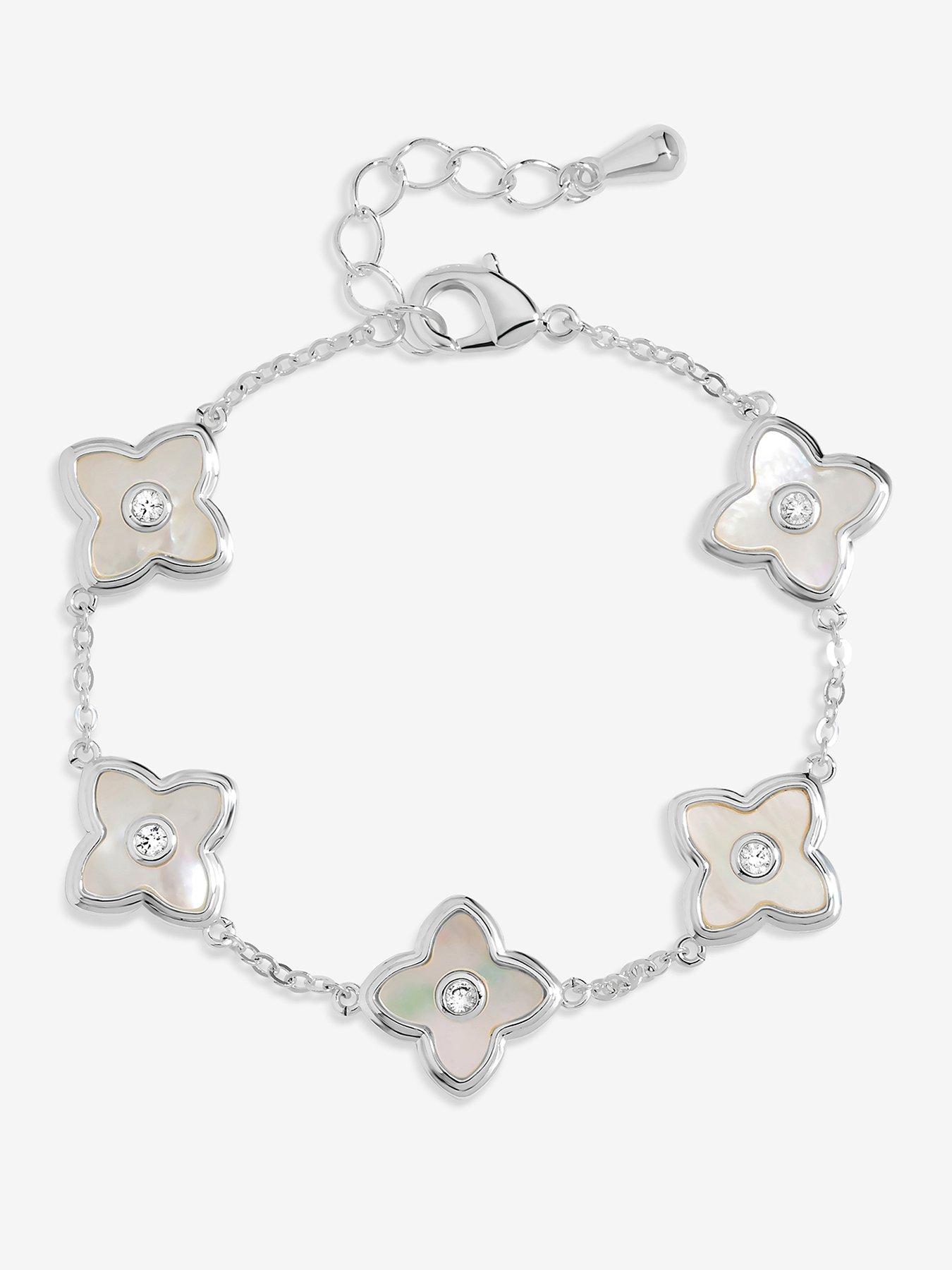 Jon Richard Silver Plated and Mother of Pearl Clover Bracelet Very
