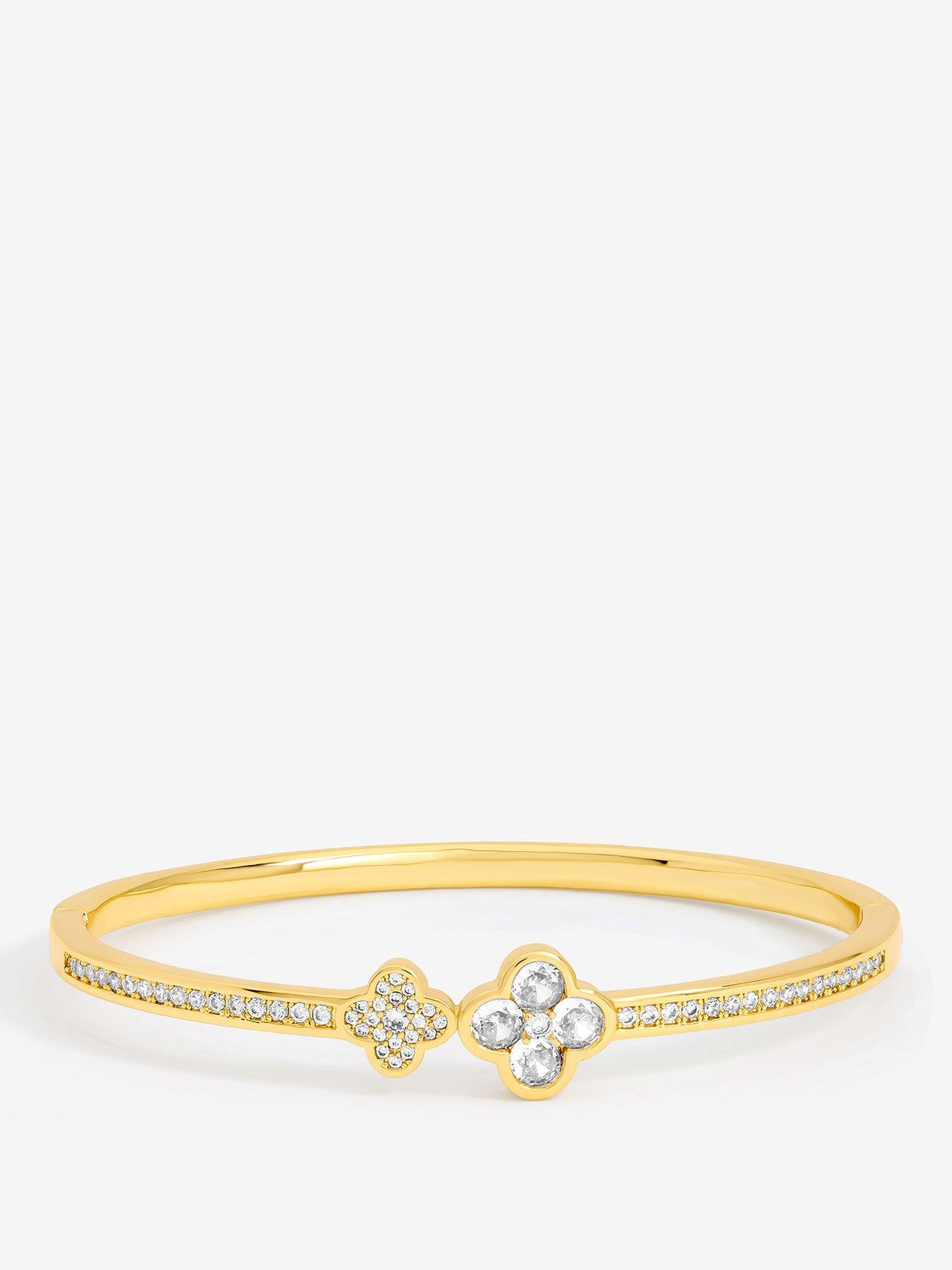 Jon Richard Gold Plated and Pave Clover Bangle