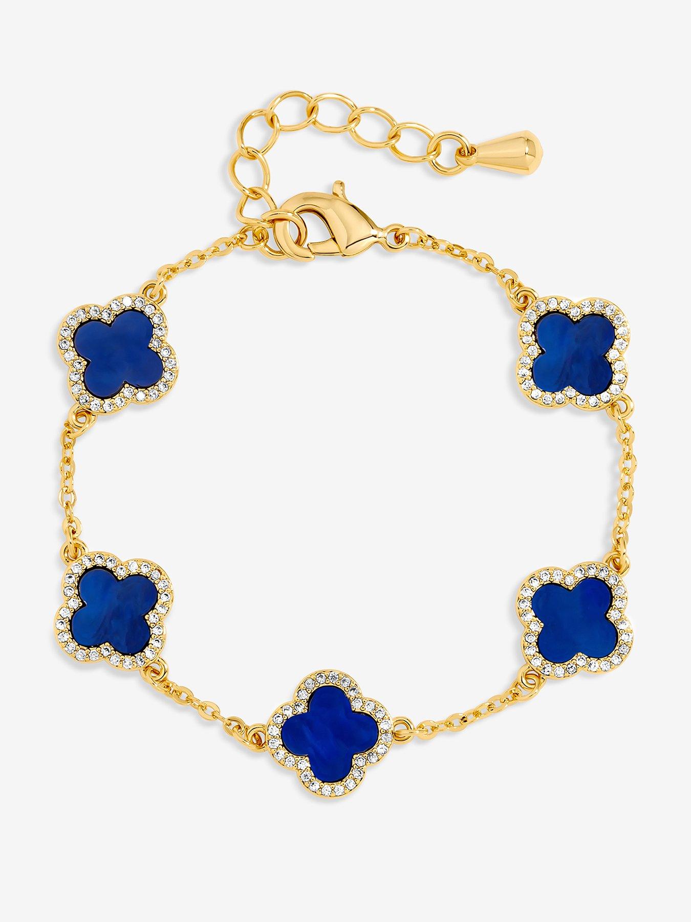 Jon Richard Gold Plated Lapis Clover Bracelet Very