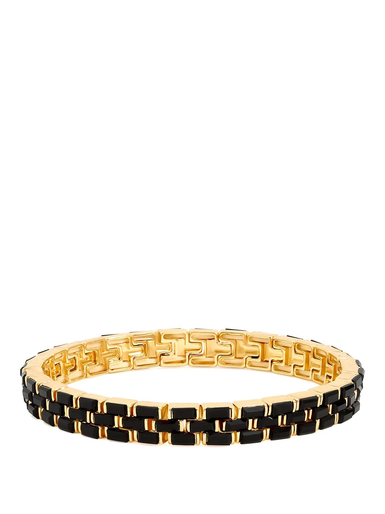 Jon Richard Gold Plated and Jet Crystal Chain Stretch Bracelet