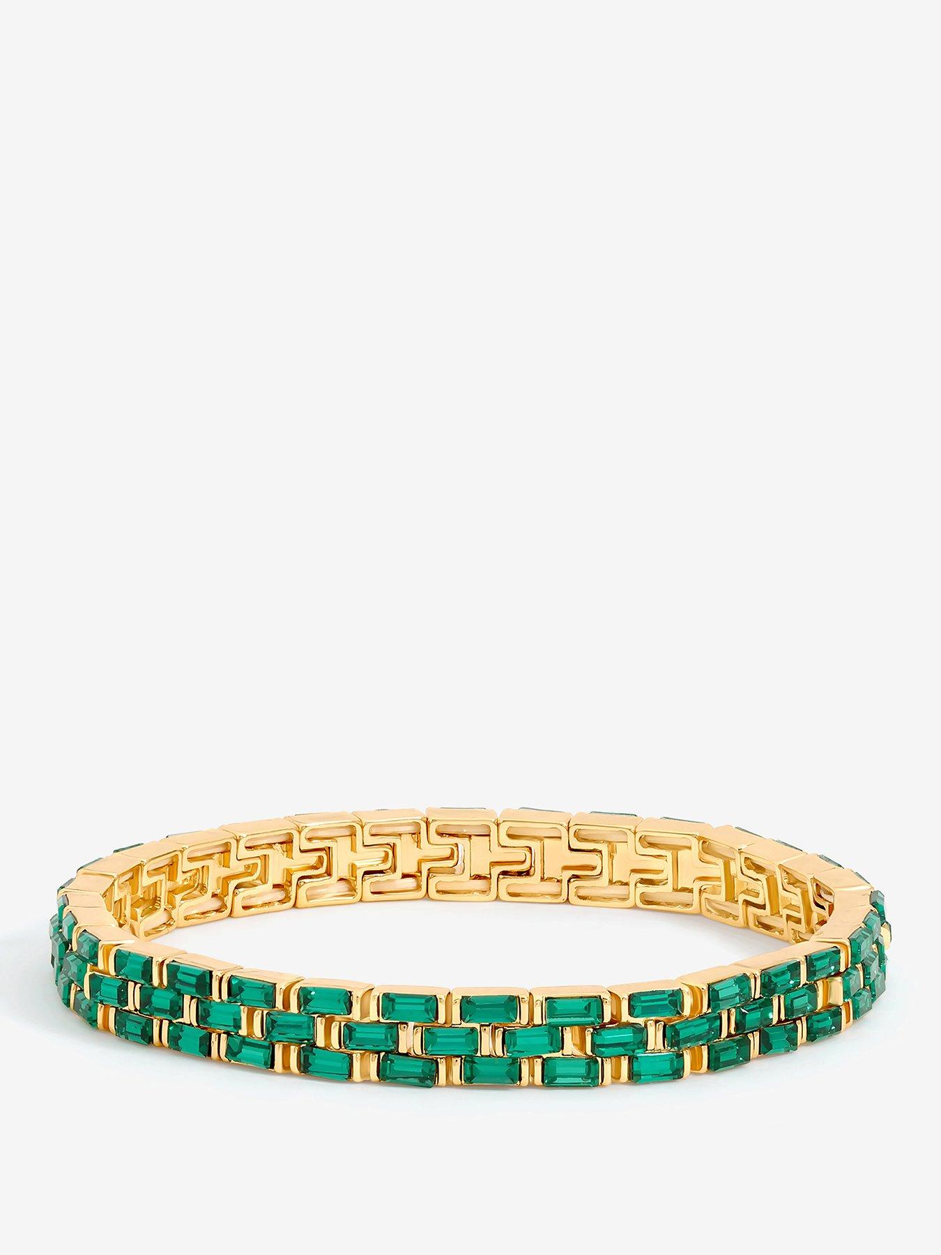 Jon Richard Gold Plated and Emerald Chain Stretch Bracelet