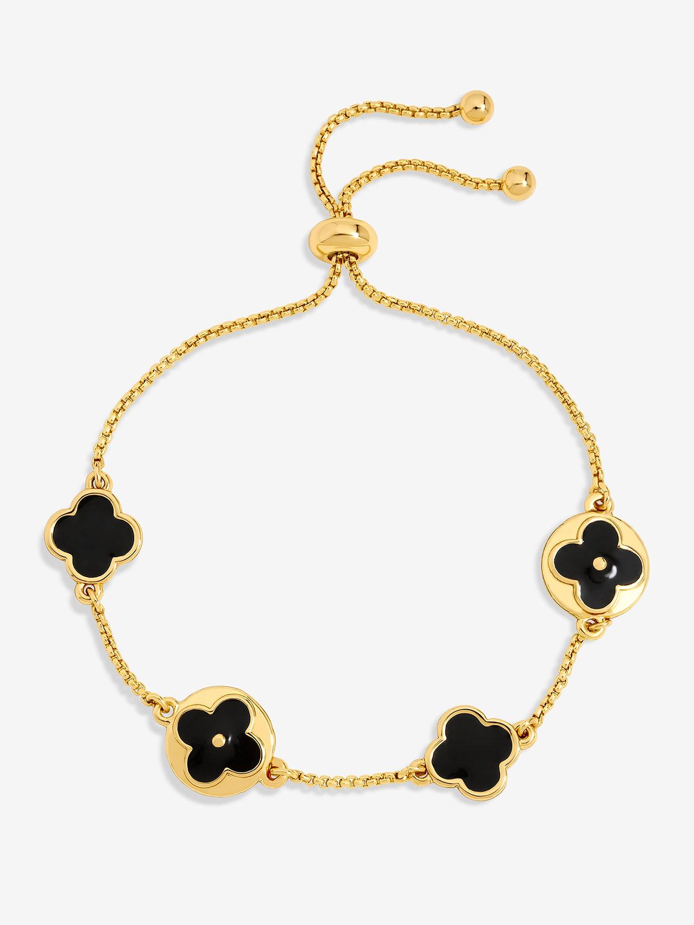 undefined MOOD GOLD & JET CLOVER TOGGLE BRACELET