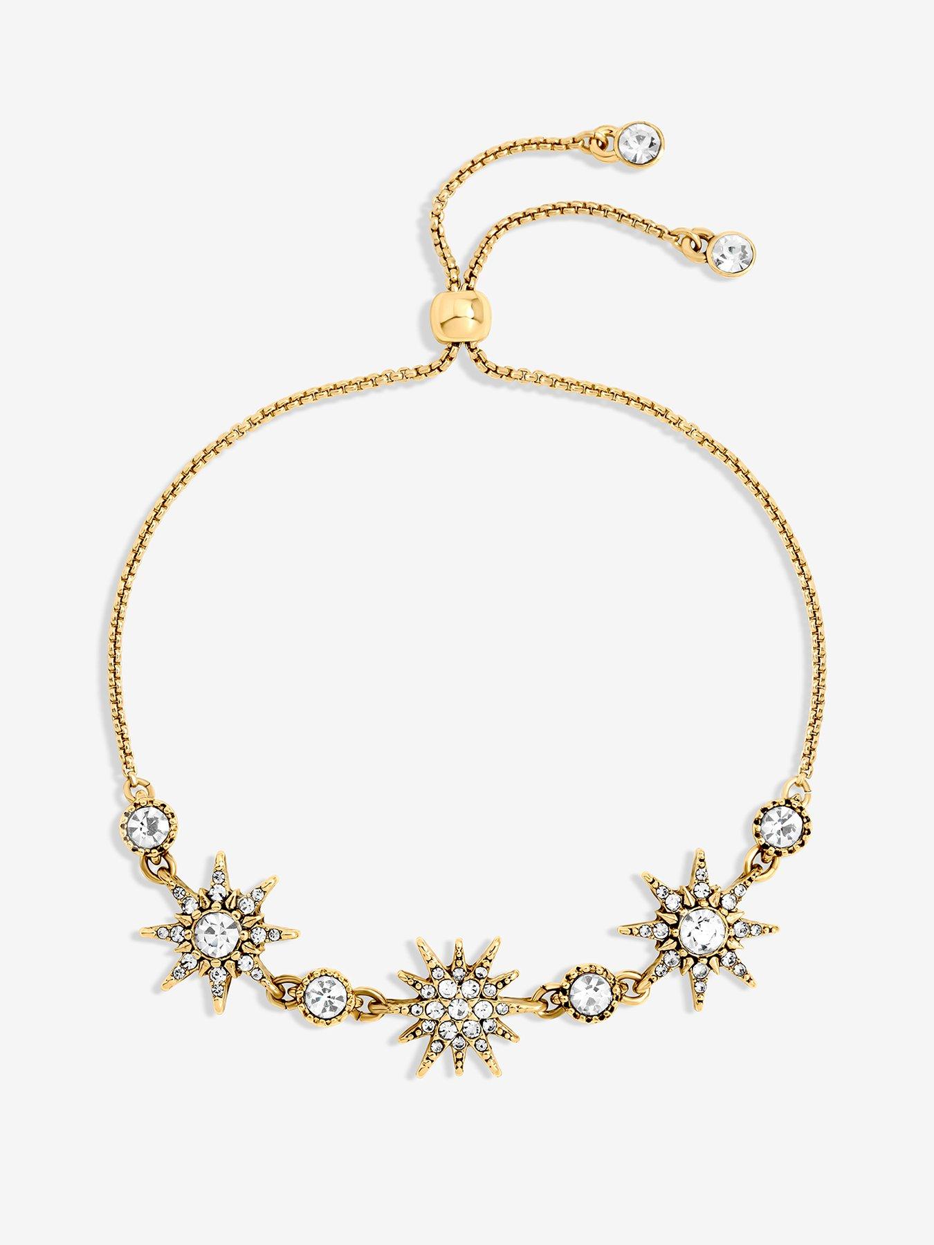 undefined ANTIQUE GOLD CRYSTAL CELESTIAL TOGGLE BRACELET