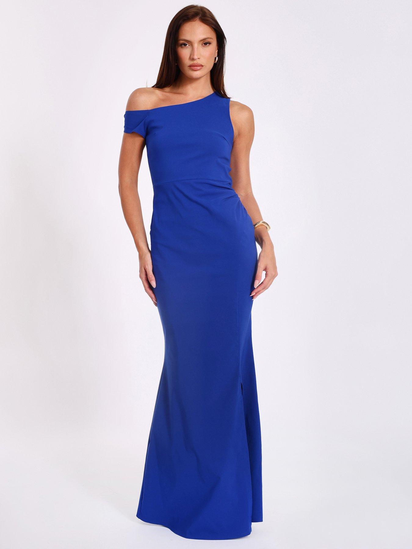 undefined Royal Blue Asymmetric Maxi Dress