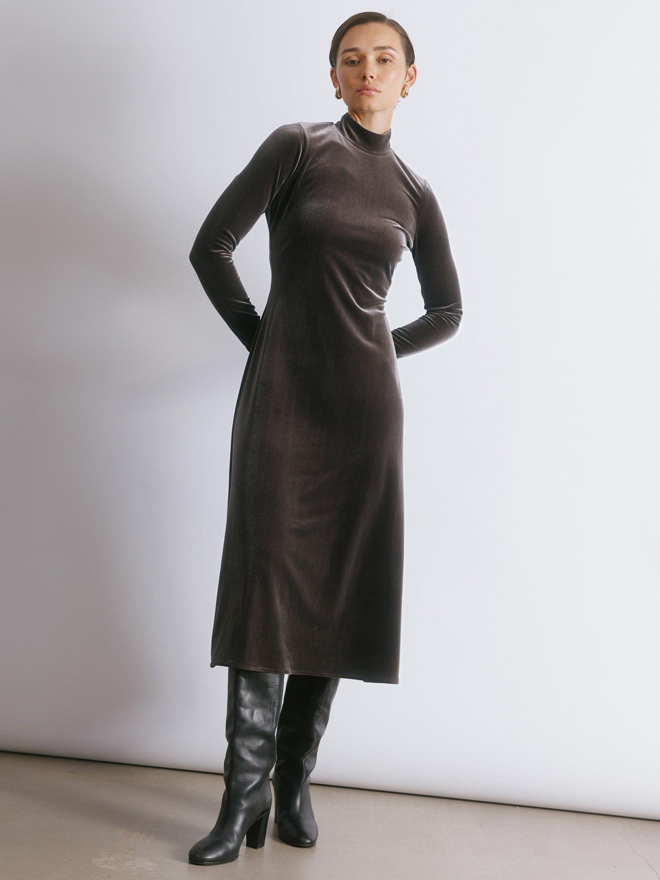 Albaray Velvet Funnel Neck Maxi Dress