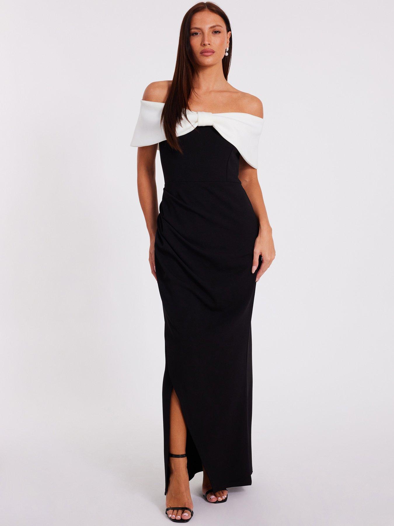 undefined Black Contrast Bardot Maxi Dress