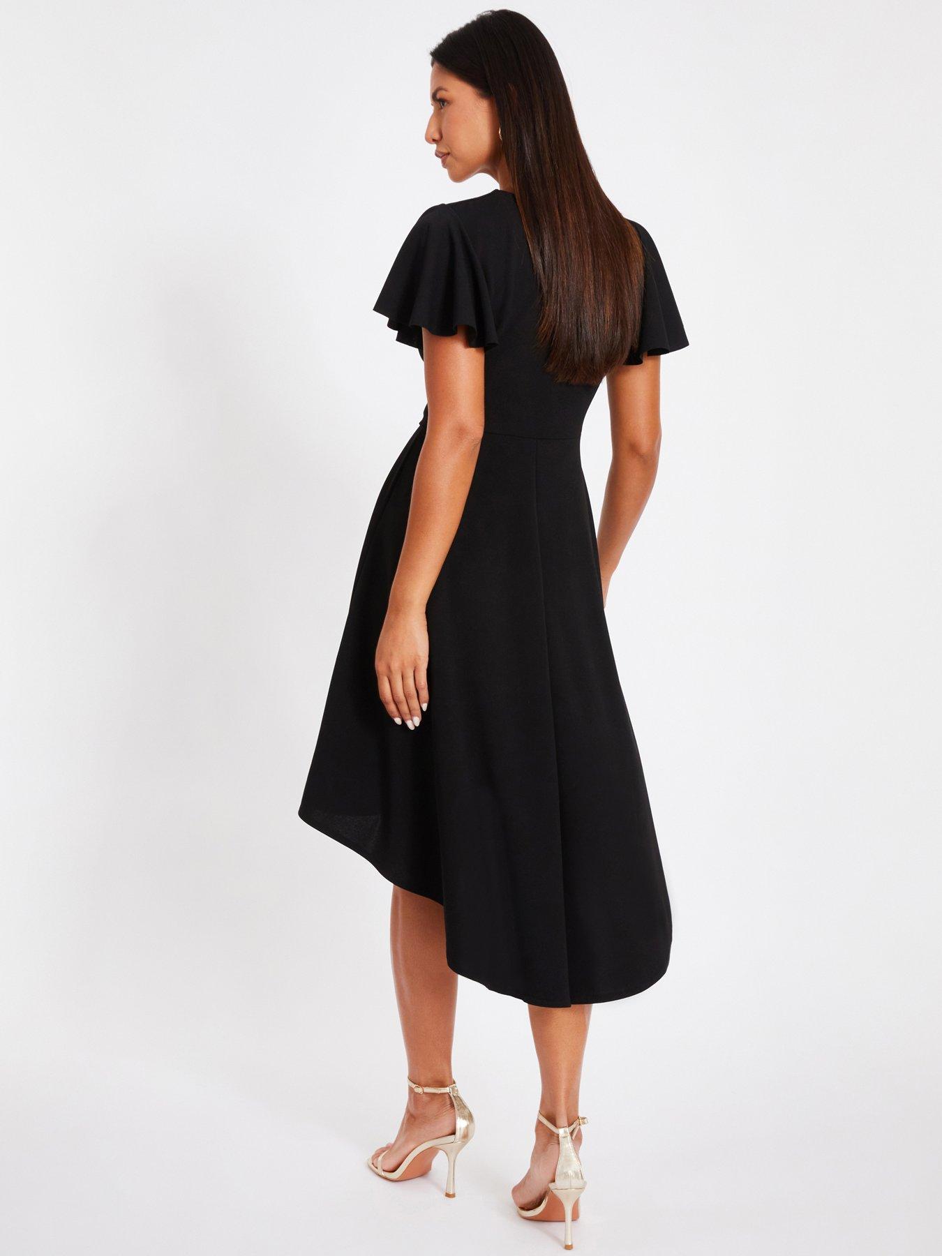 Quiz Black Dip Hem Midi Dress | Very