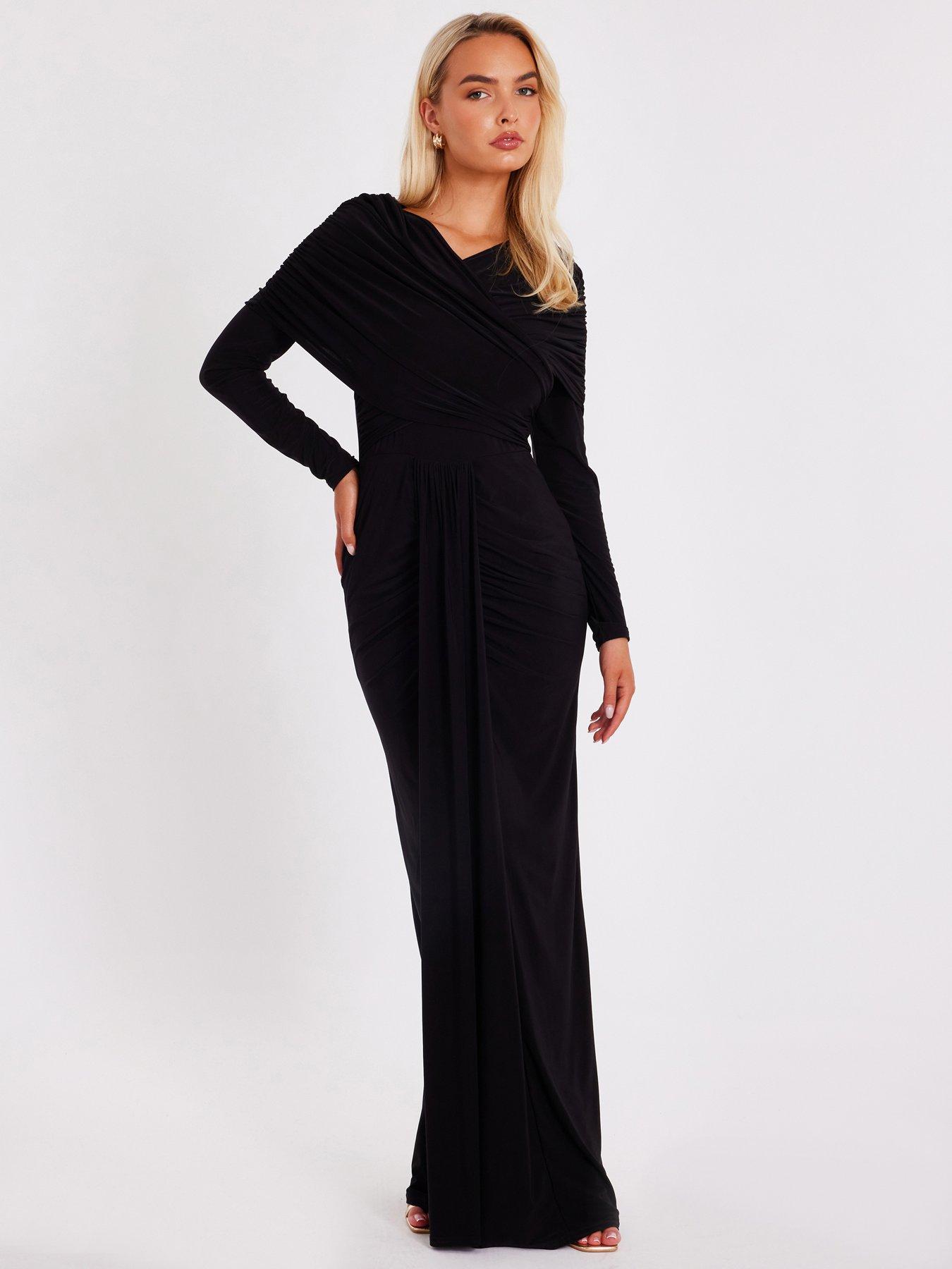 undefined Black Draped Maxi Dress