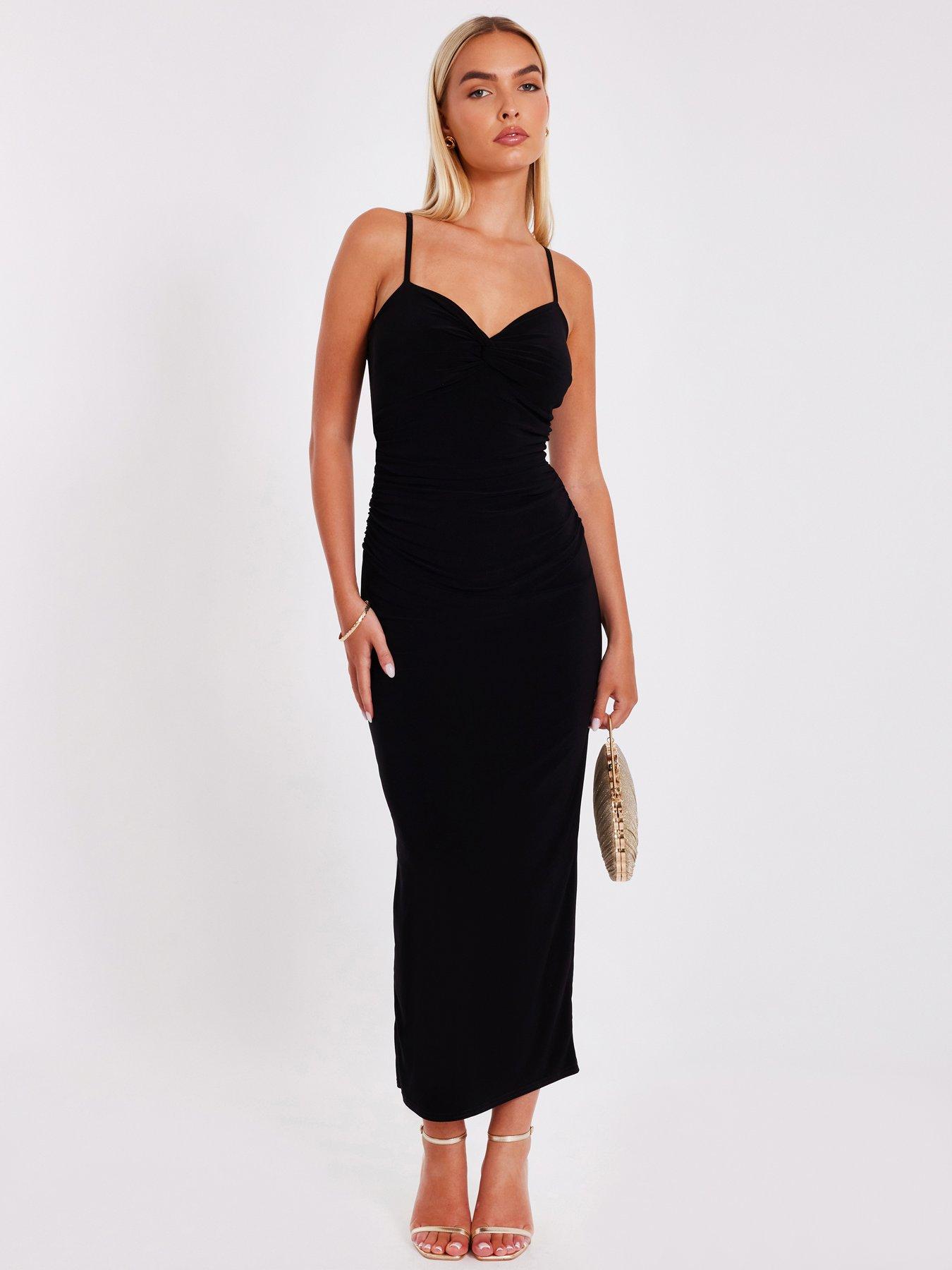 undefined Black Knot Detail Midi Dress