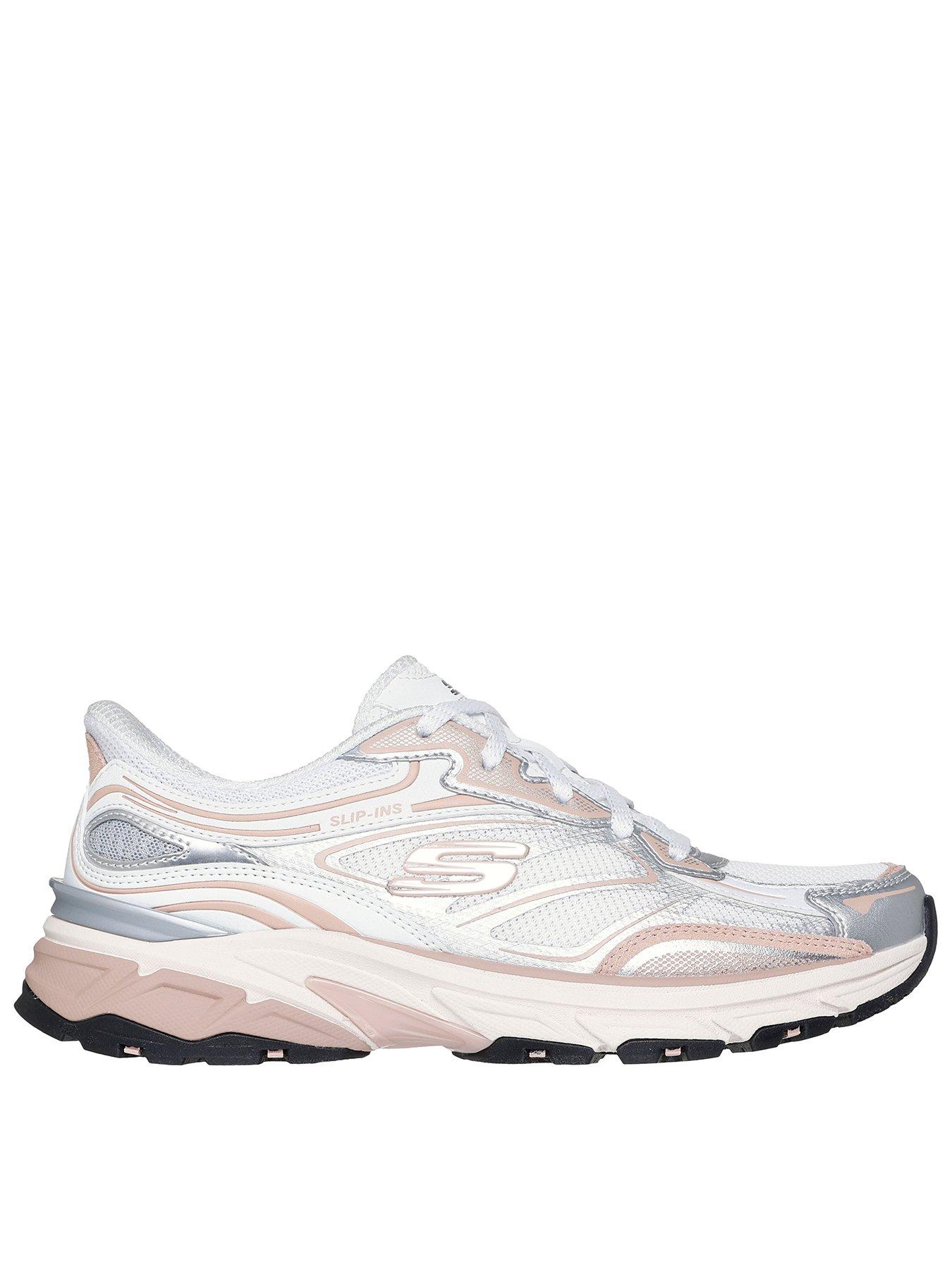 Skechers Stamina Sport Lace-up Slip-ins Trainer - Silver Duraleather