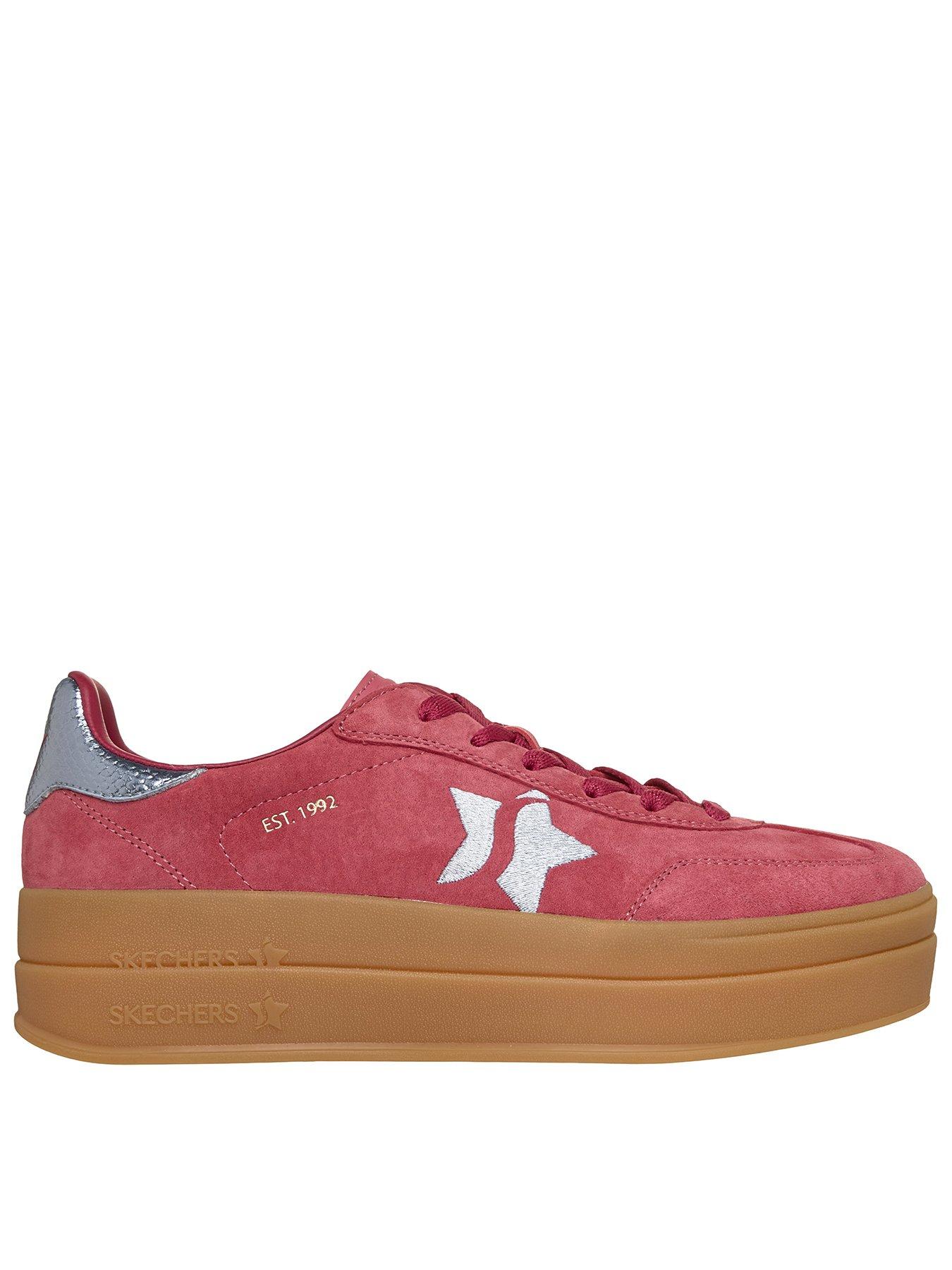 Skechers Academy Hi Elevated Essence Suede Overlay Lace-Up Trainer - Red