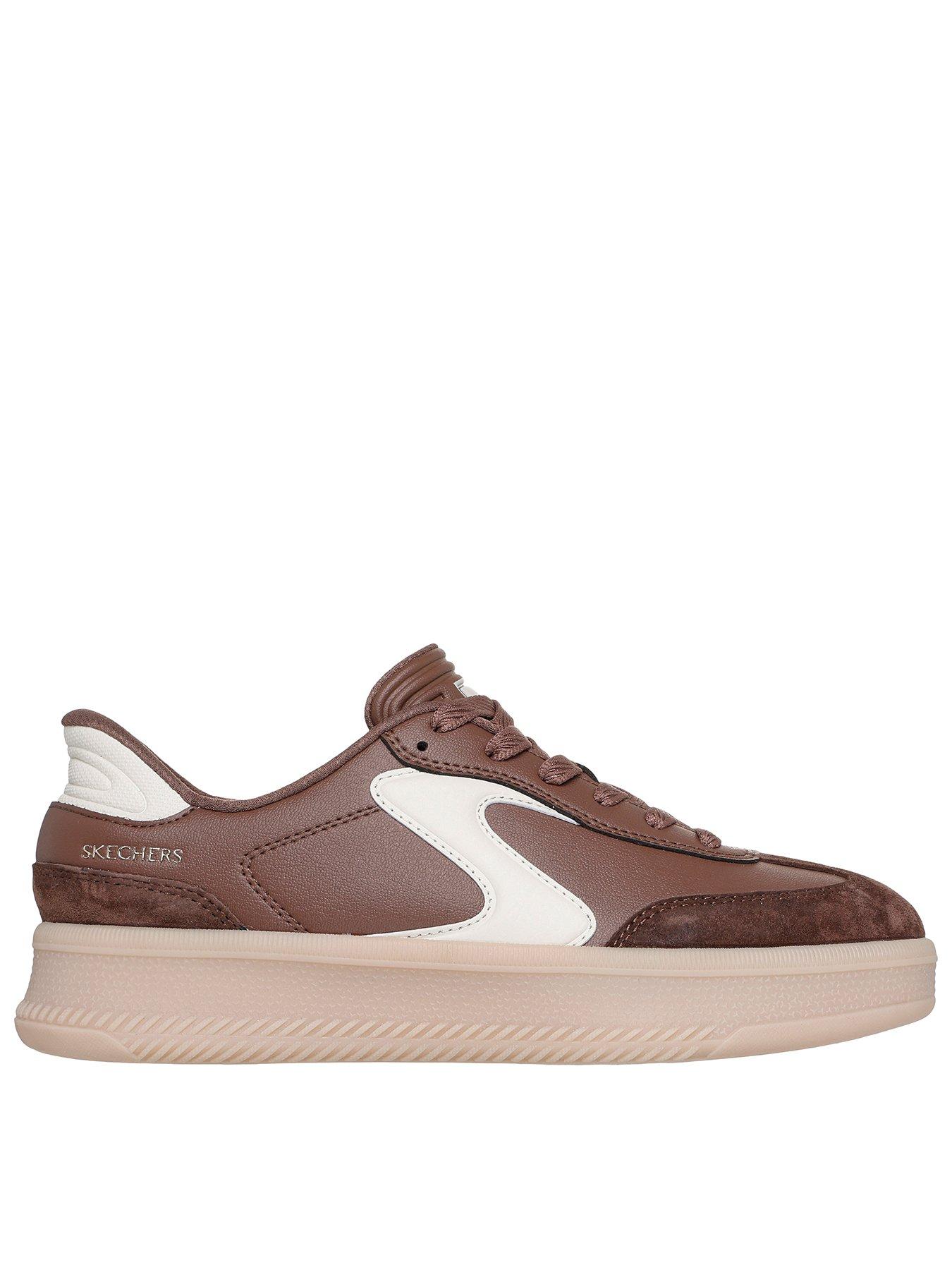Image 1 of 5 of Skechers Hotshot Hi Lifted Luxe Duraleather Lace-Up Slip-Ins Trainer - Brown