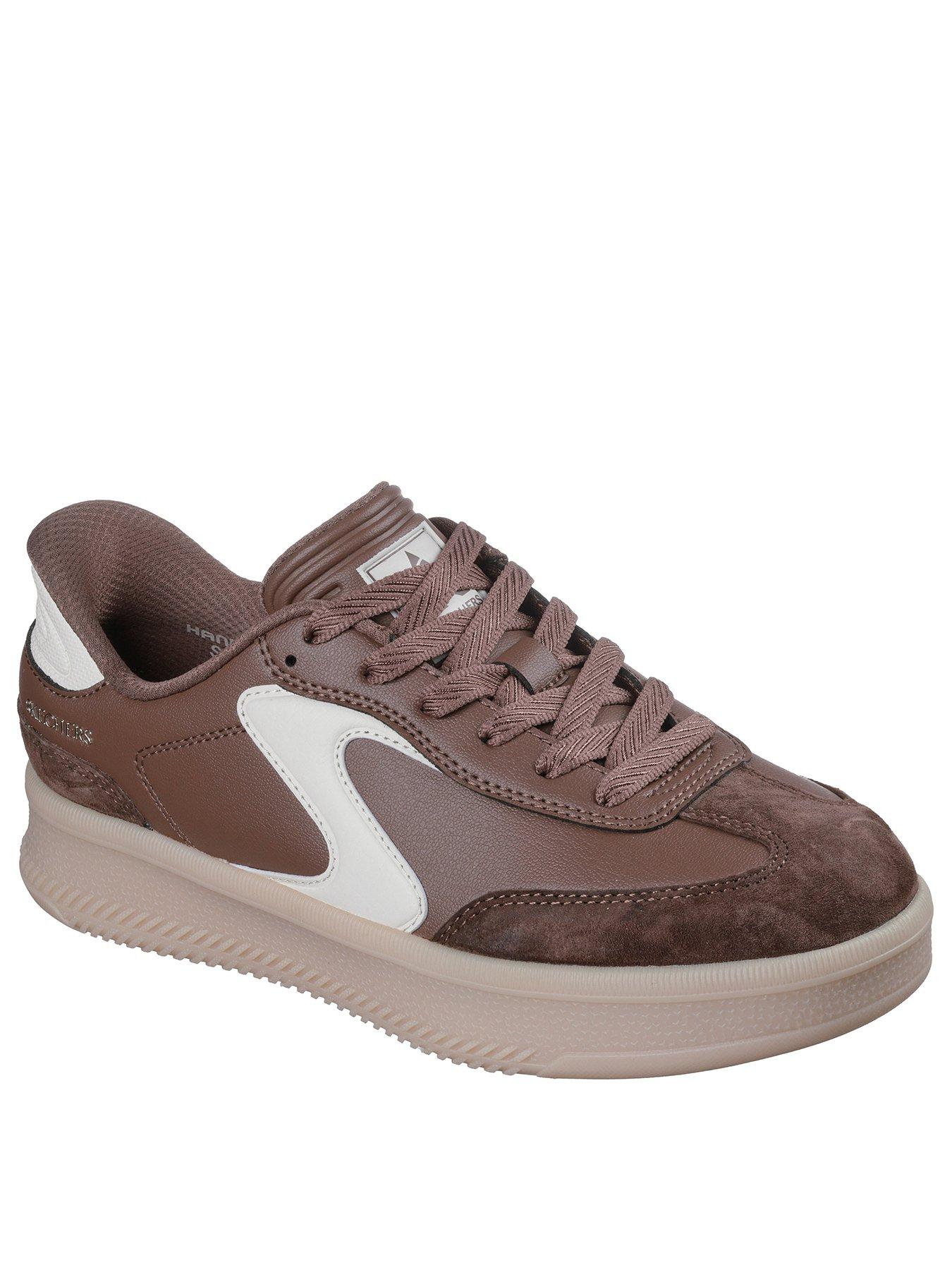 Image 2 of 5 of Skechers Hotshot Hi Lifted Luxe Duraleather Lace-Up Slip-Ins Trainer - Brown