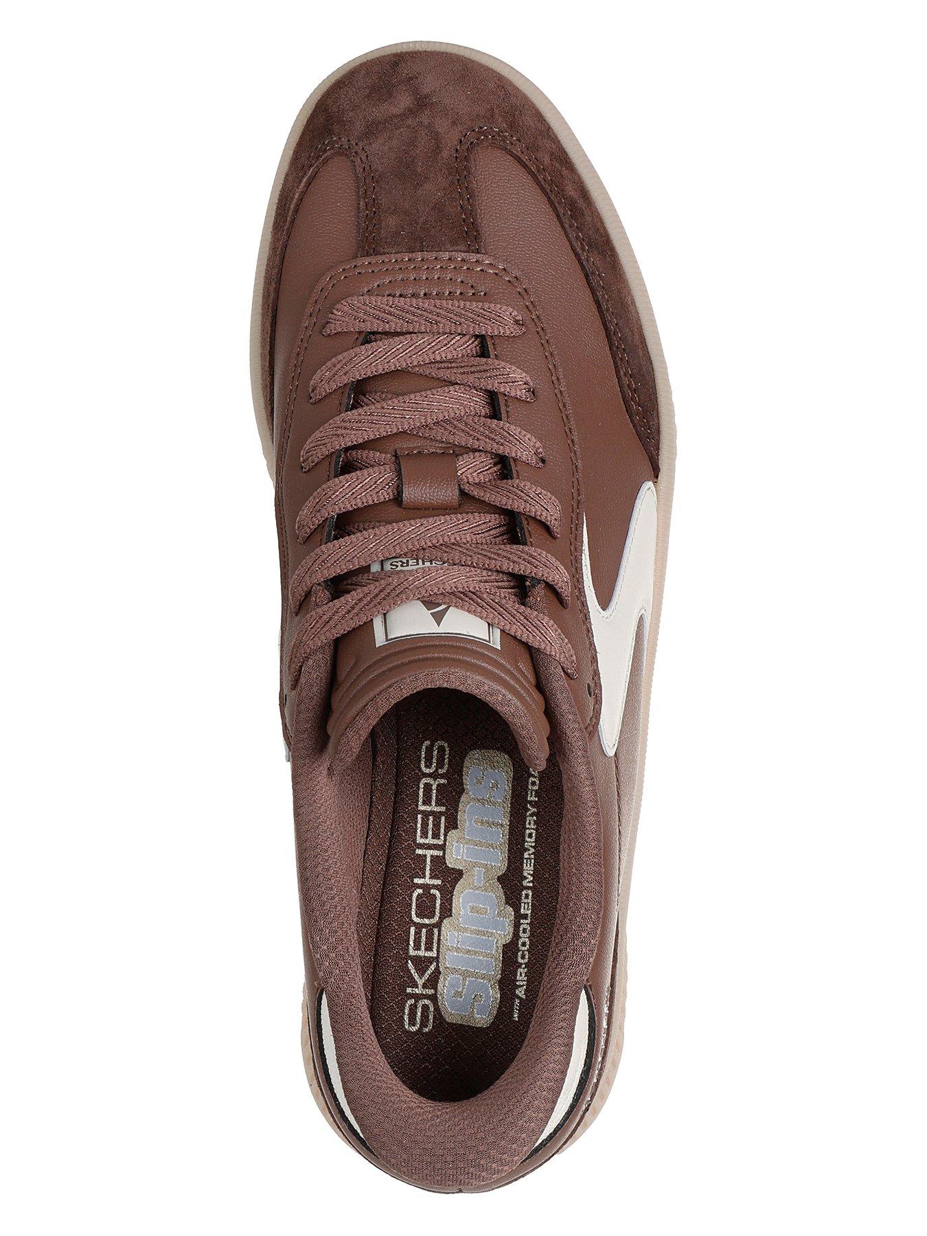 Image 3 of 5 of Skechers Hotshot Hi Lifted Luxe Duraleather Lace-Up Slip-Ins Trainer - Brown