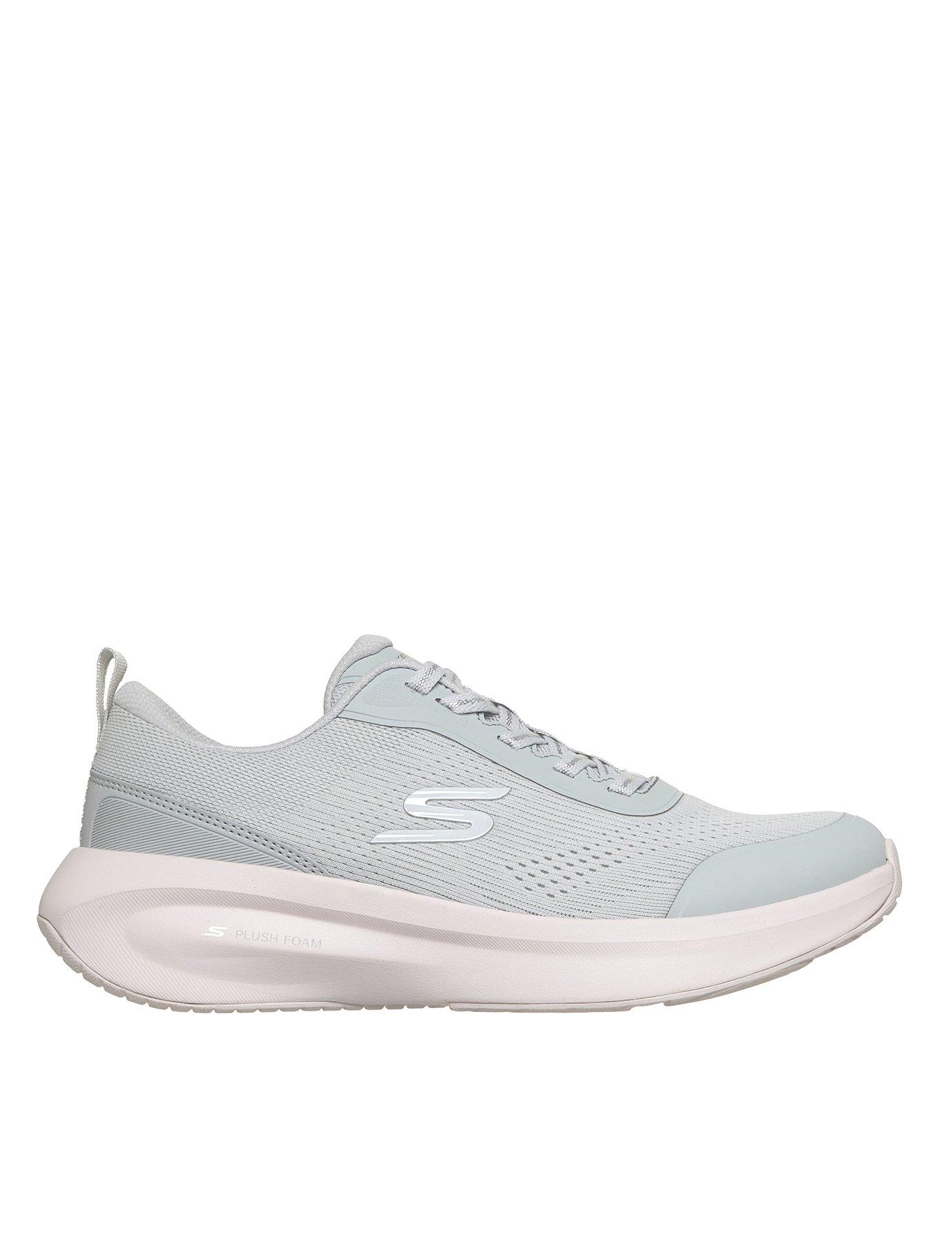 Skechers Plush Foam Lace-Up Trainer - Light Grey Mesh