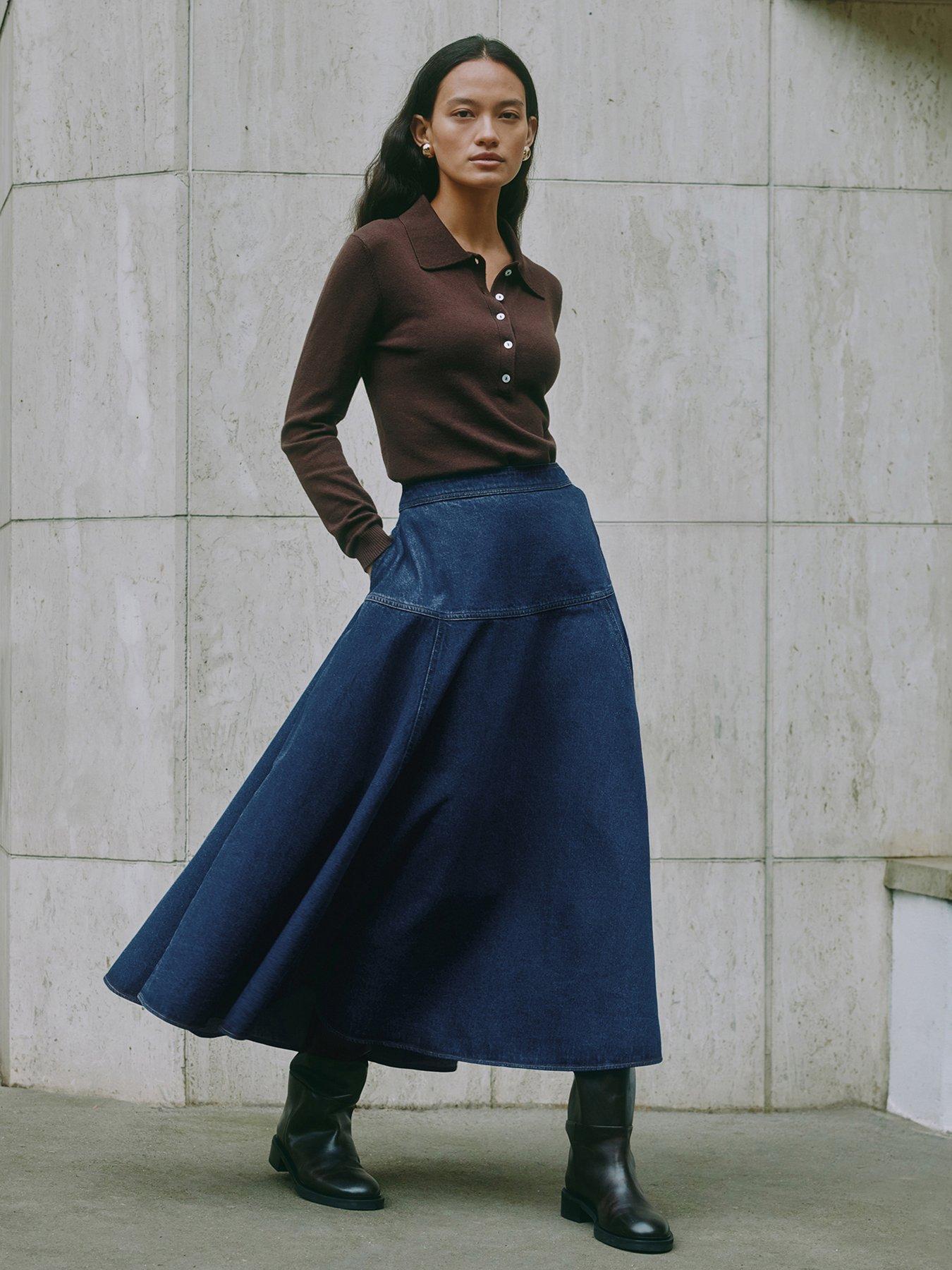 Albaray Denim Basque Midi Skirt Very
