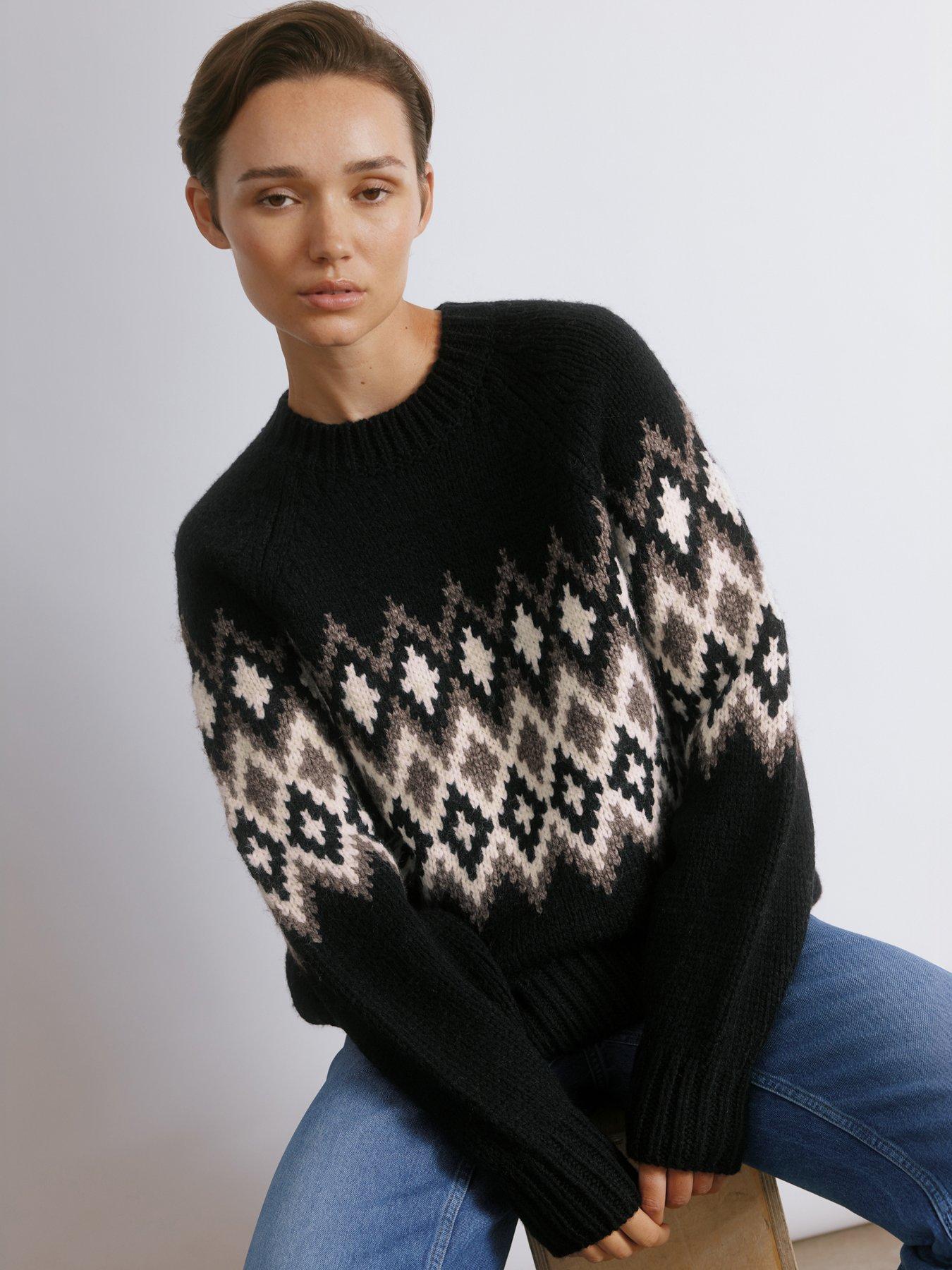 Albaray Chunky Fairisle Jumper - Black