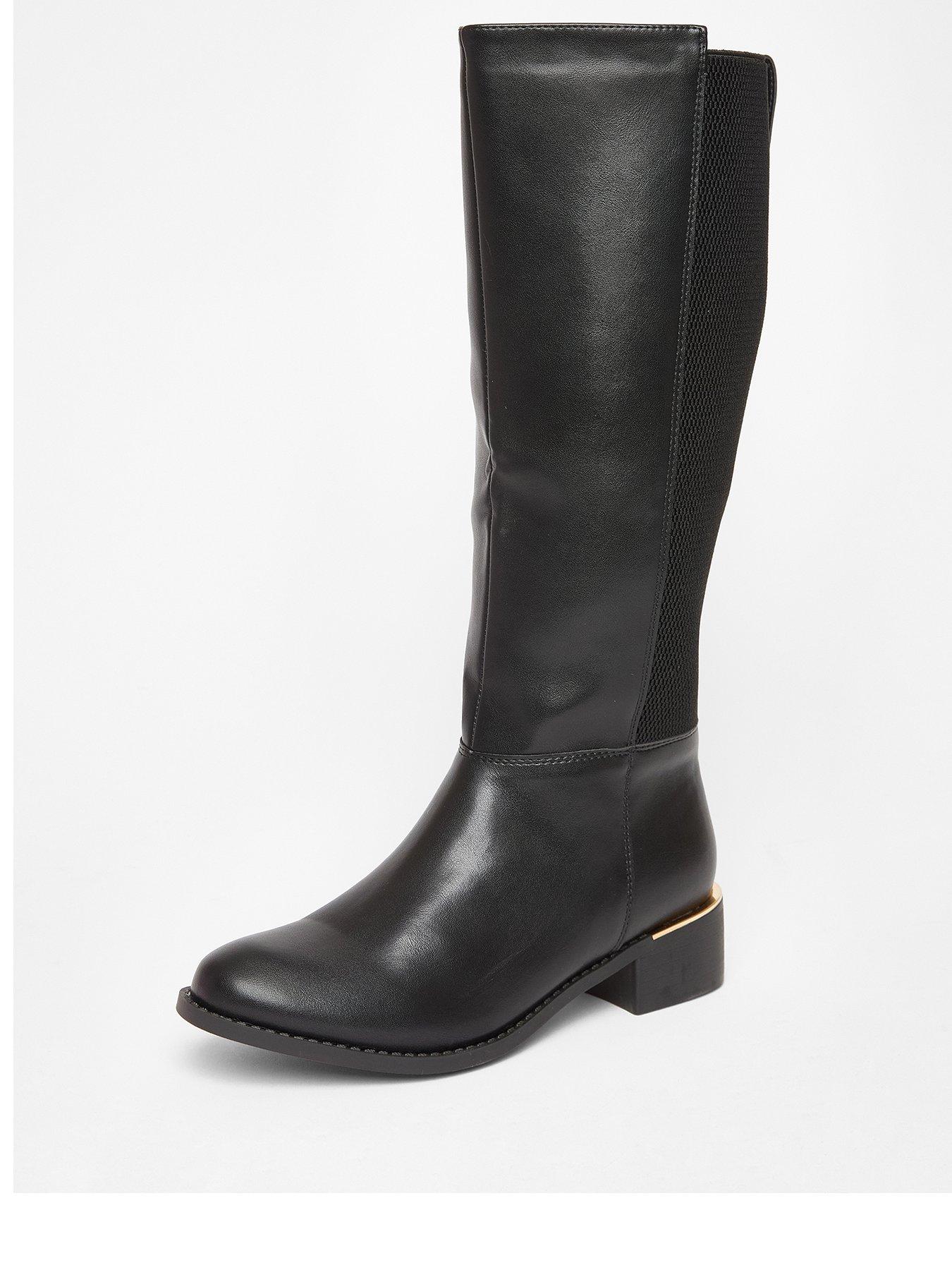 Image 2 of 5 of Quiz Wide Fit Black Knee High Boots