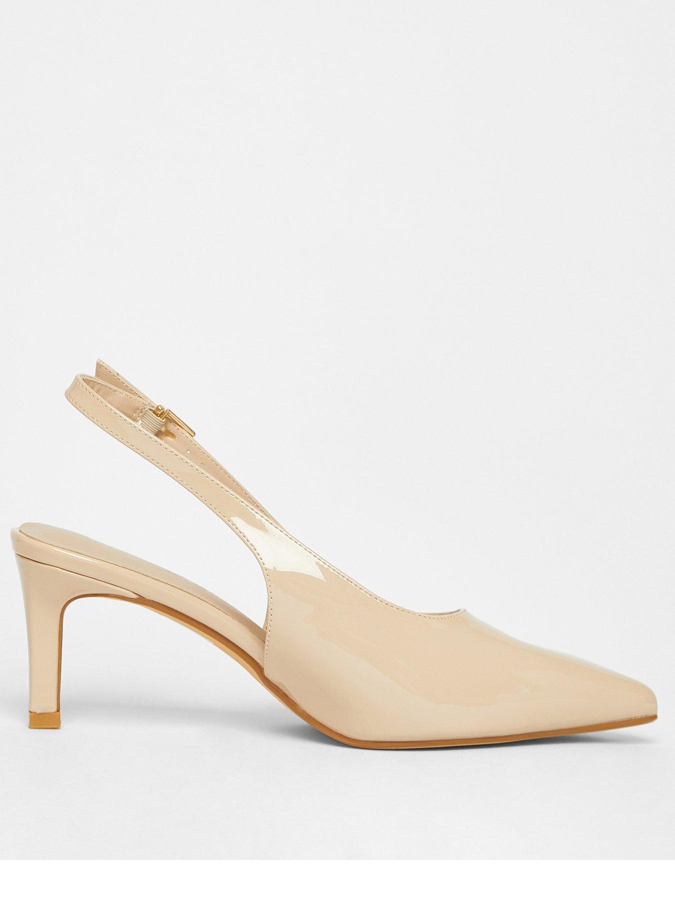 undefined Wide Fit Nude Slingback Court Heels