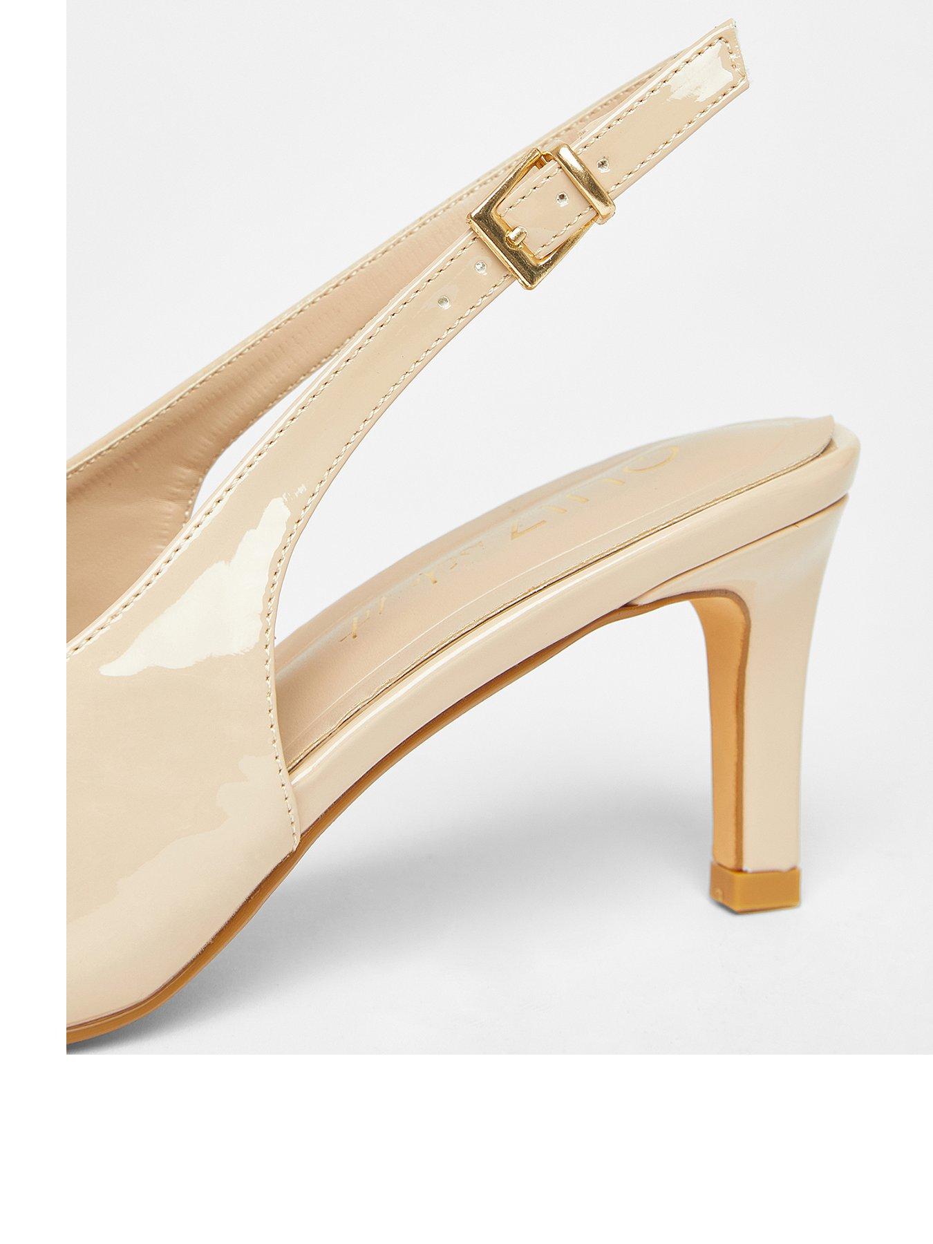 Image 3 of 5 of Quiz Wide Fit Nude Slingback Court Heels