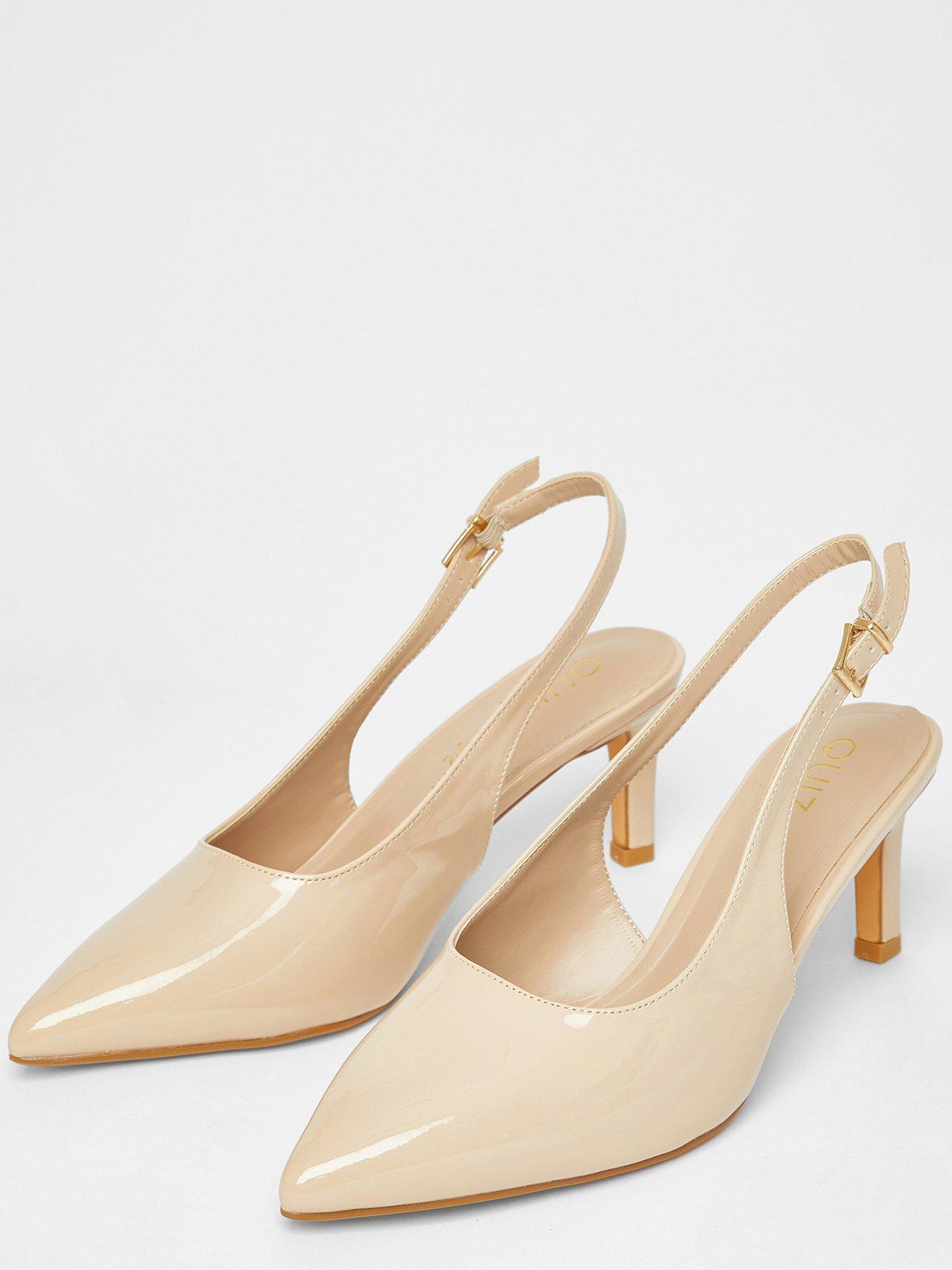 Image 4 of 5 of Quiz Wide Fit Nude Slingback Court Heels