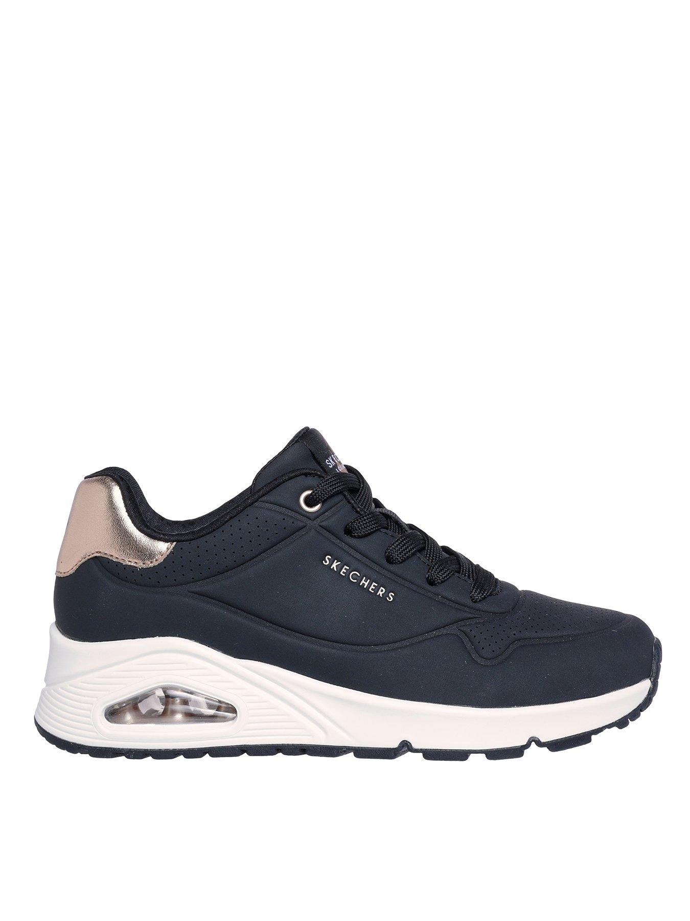 Skechers Uno Golden Air Metallic Heel Lace-up Trainer - Black Durabuck