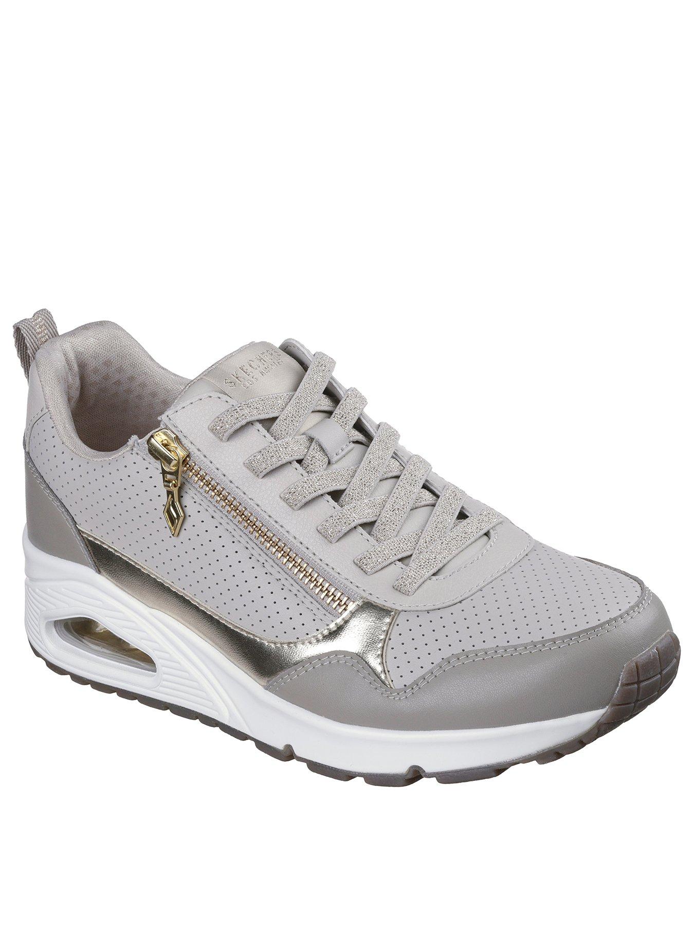 Image 2 of 2 of Skechers Uno Metallic Sliders Quarter Zip Trainer - Taupe Duraleather