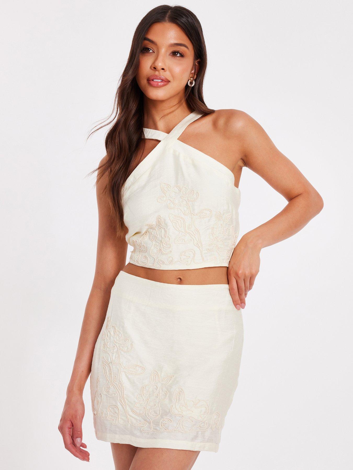 Quiz Stone Embroidered Mini Skirt