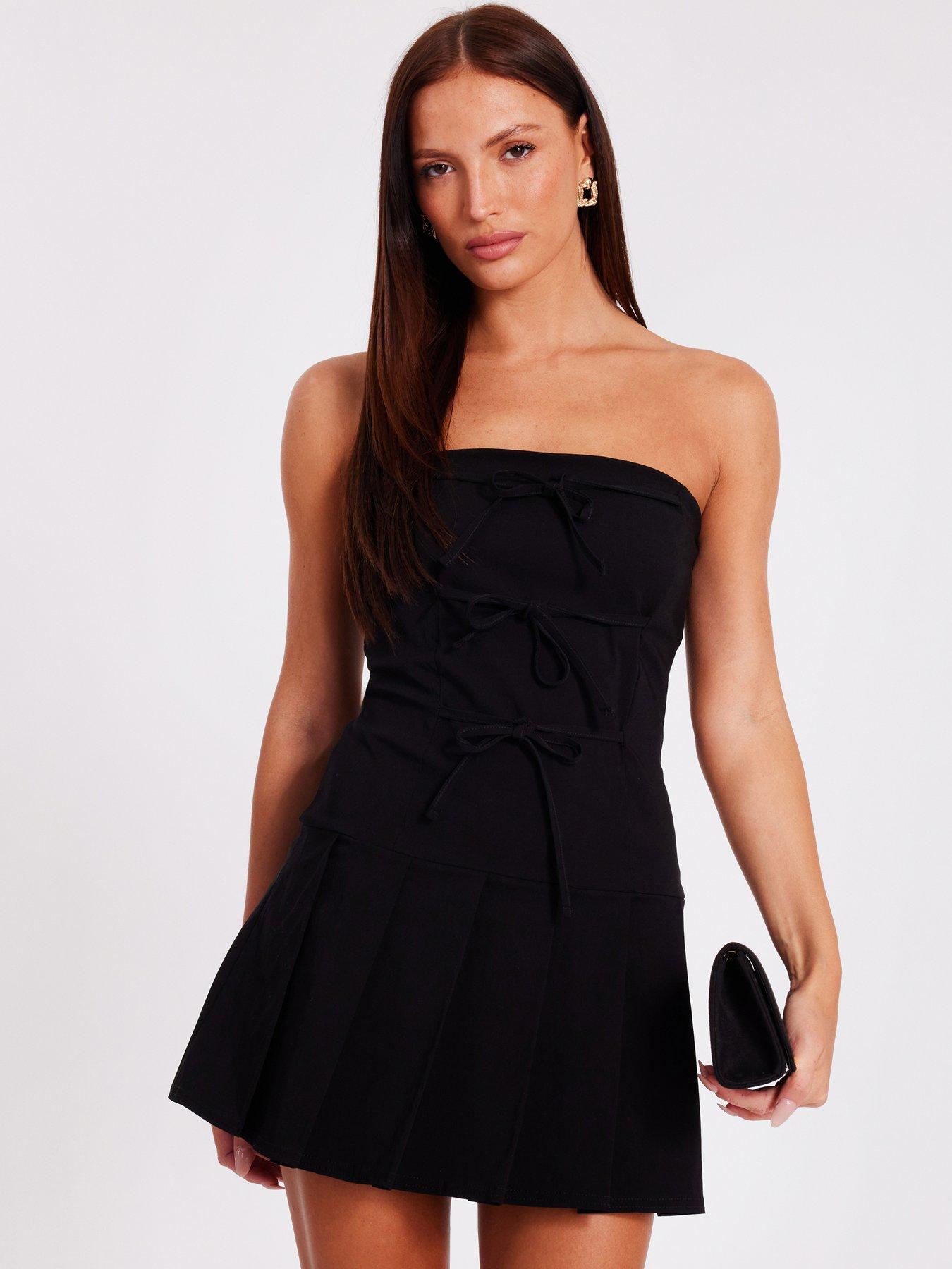 undefined Black Tie Front Mini Dress