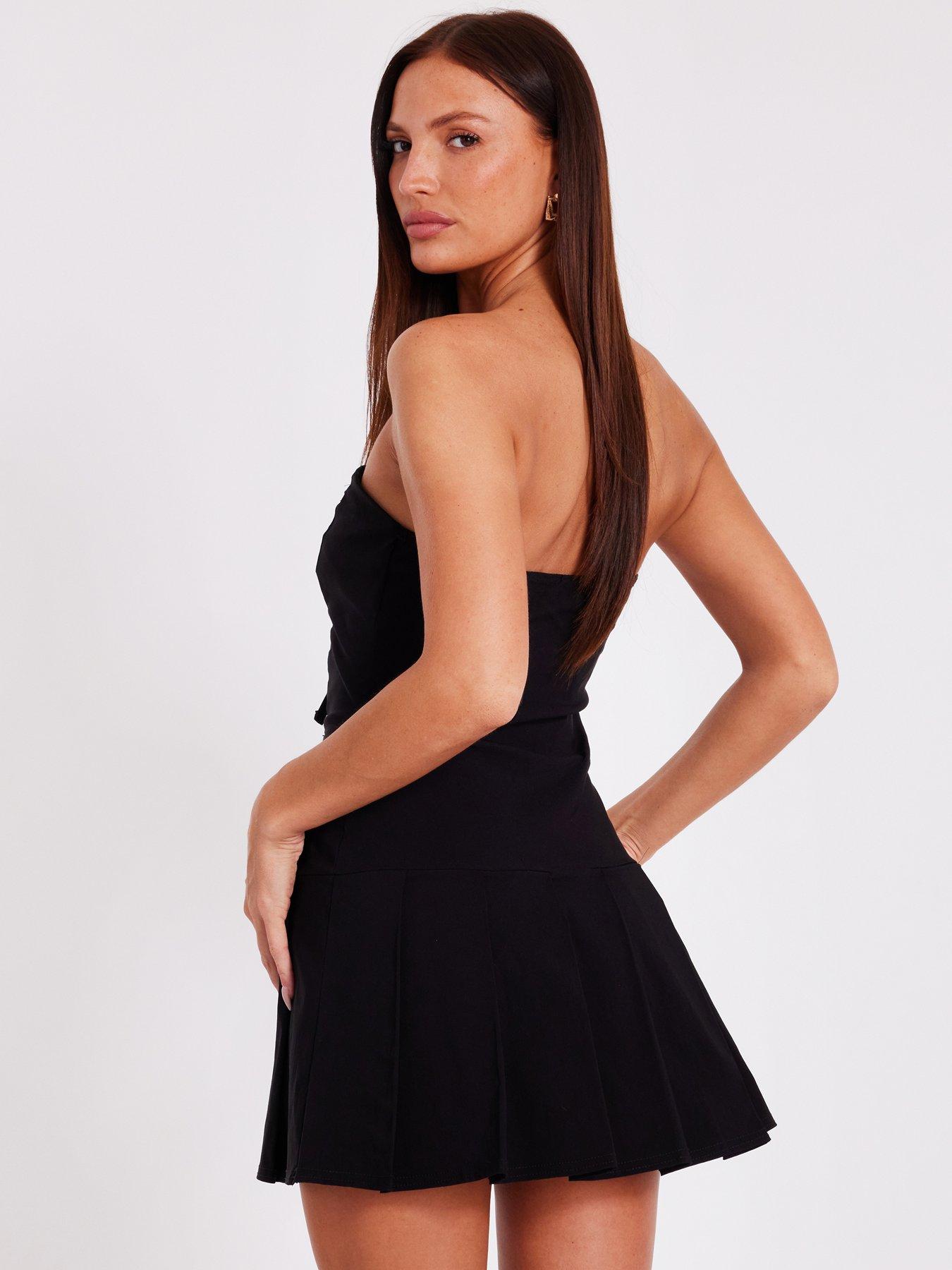 Quiz Black Tie Front Mini Dress | Very