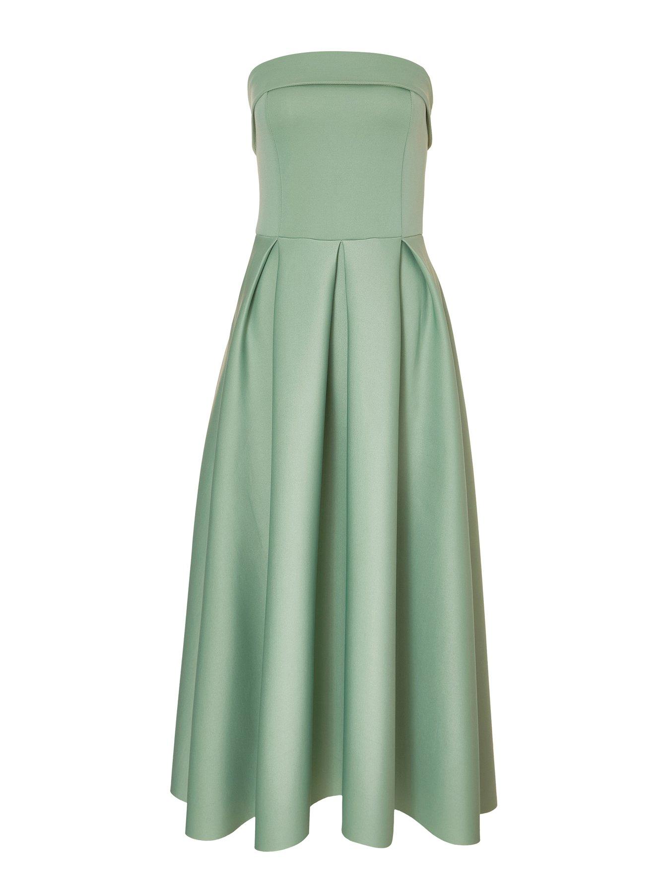Quiz Light Green Bandeau Skater Dress | Very