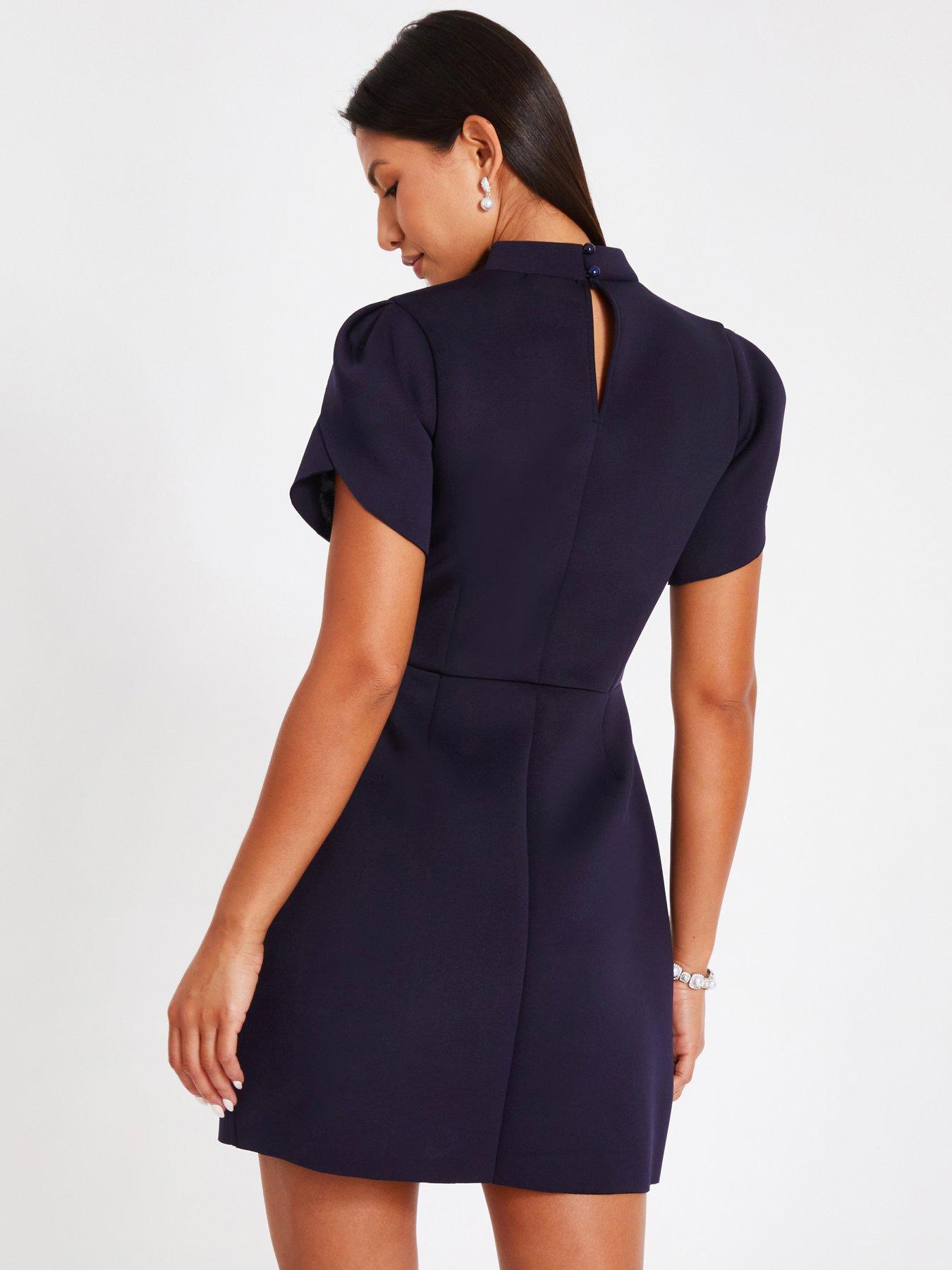 Image 2 of 6 of Quiz Navy Cap Sleeve Mini Dress