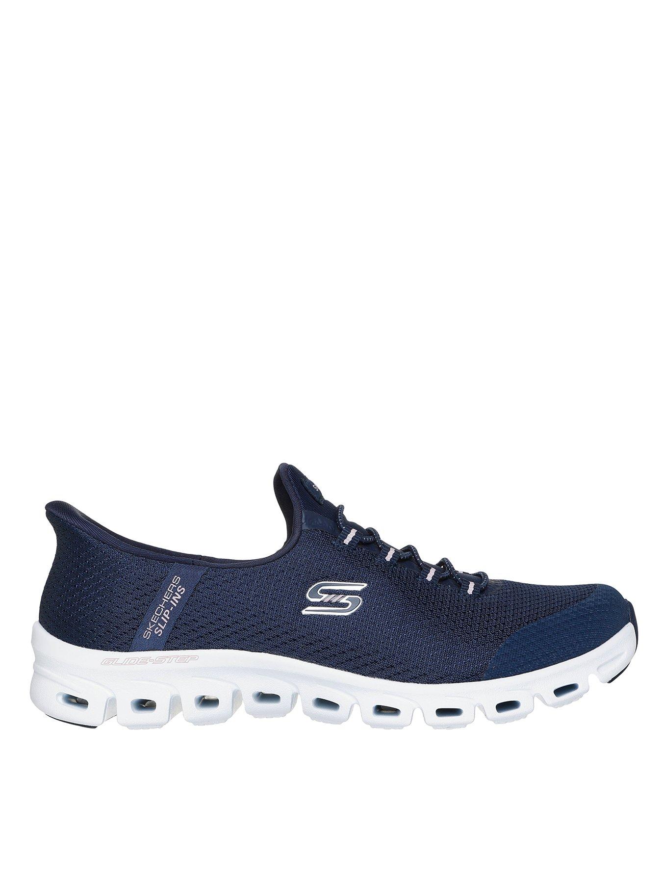 Skechers Glip-Step Pursuit Mesh Bungee Lace Slip-In Trainer - Navy Mesh