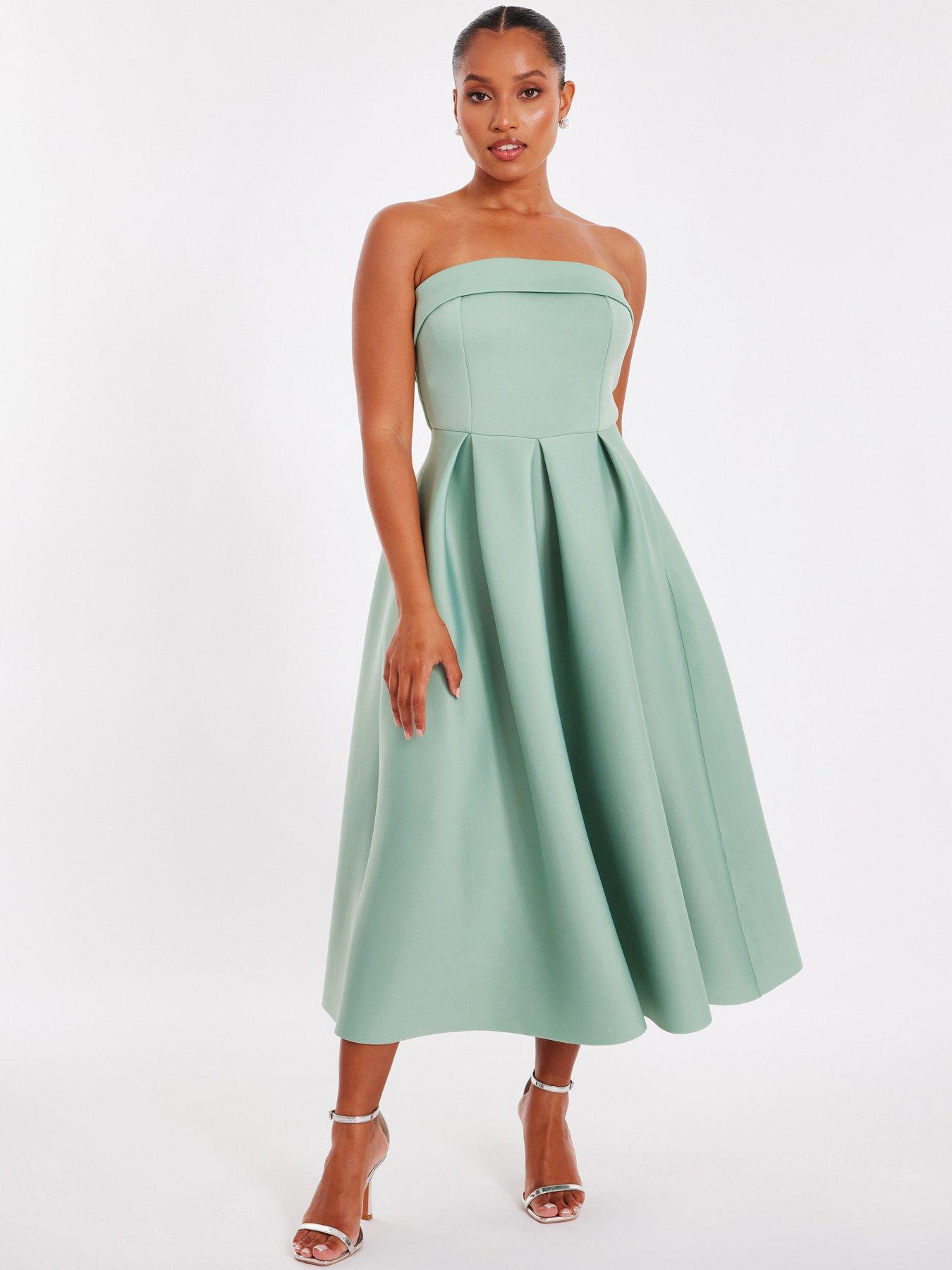 Quiz Petite Sage Bandeau Skater Dress | Very