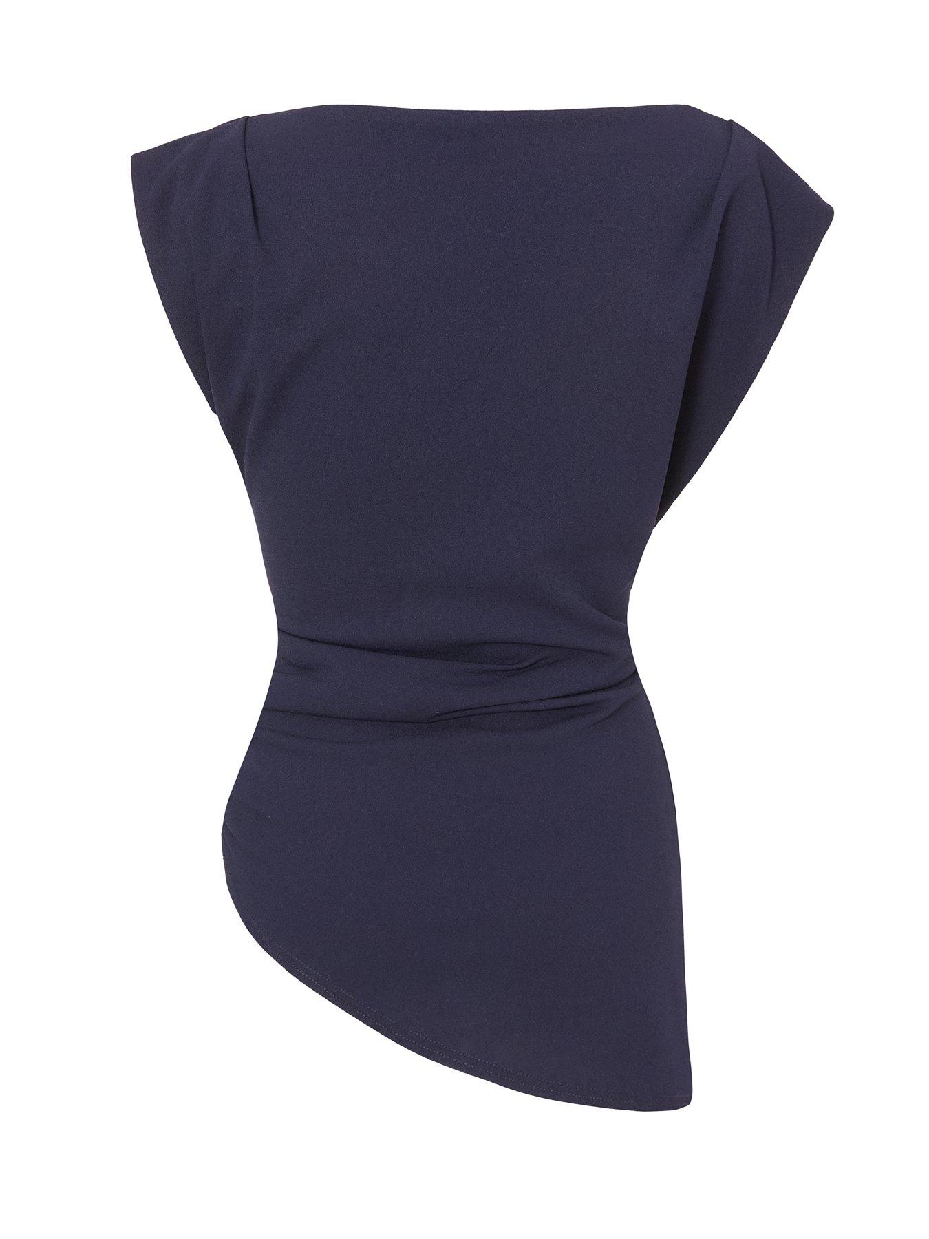 Image 5 of 6 of Quiz Navy Asymmetric Boat Neck Top