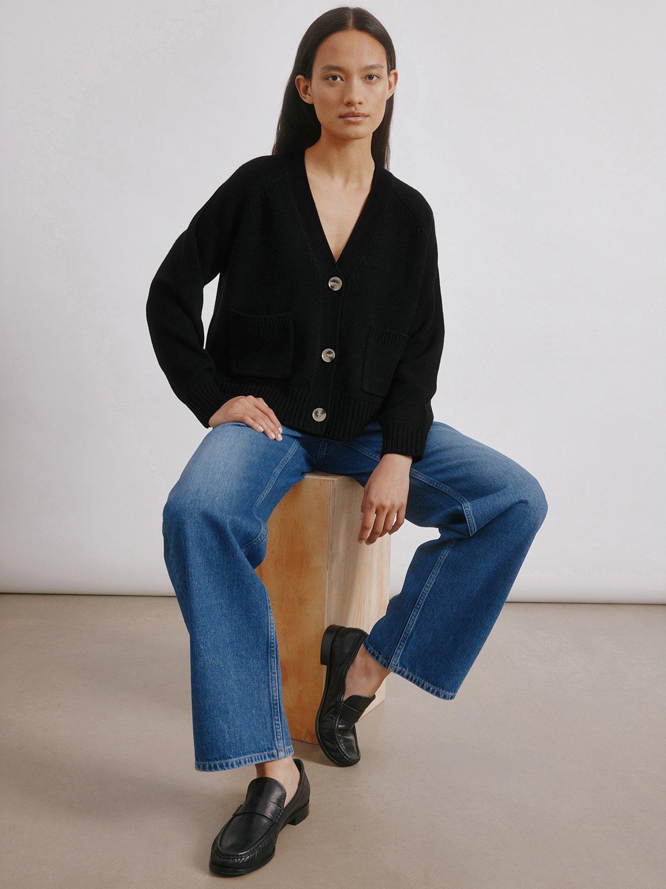 Albaray Relaxed V Neck Cardi Black