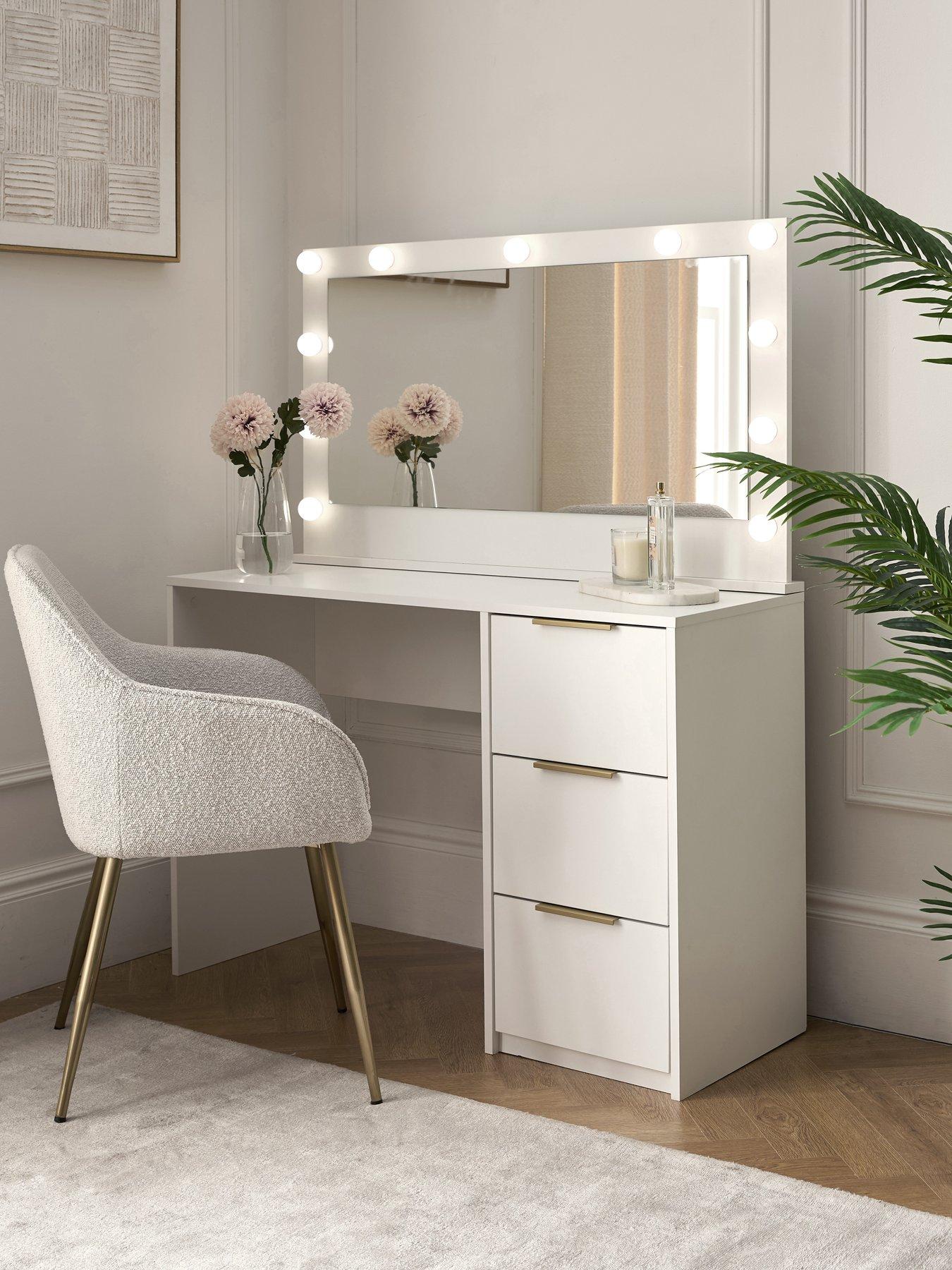 Very Home Jessie Matt Storage Dressing Table with Mirror - White - FSC® Certified