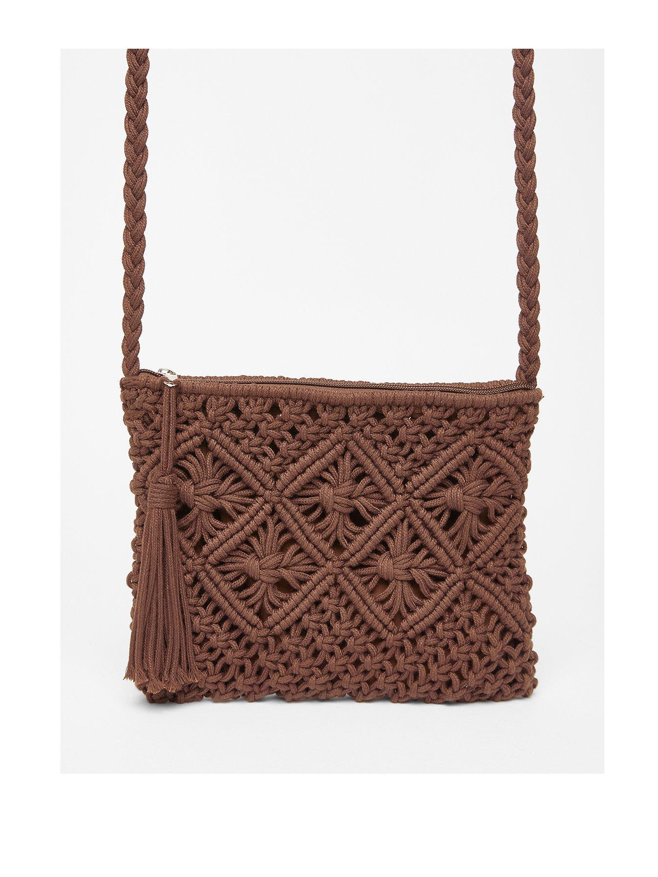undefined Brown Crochet Cross Body Bag