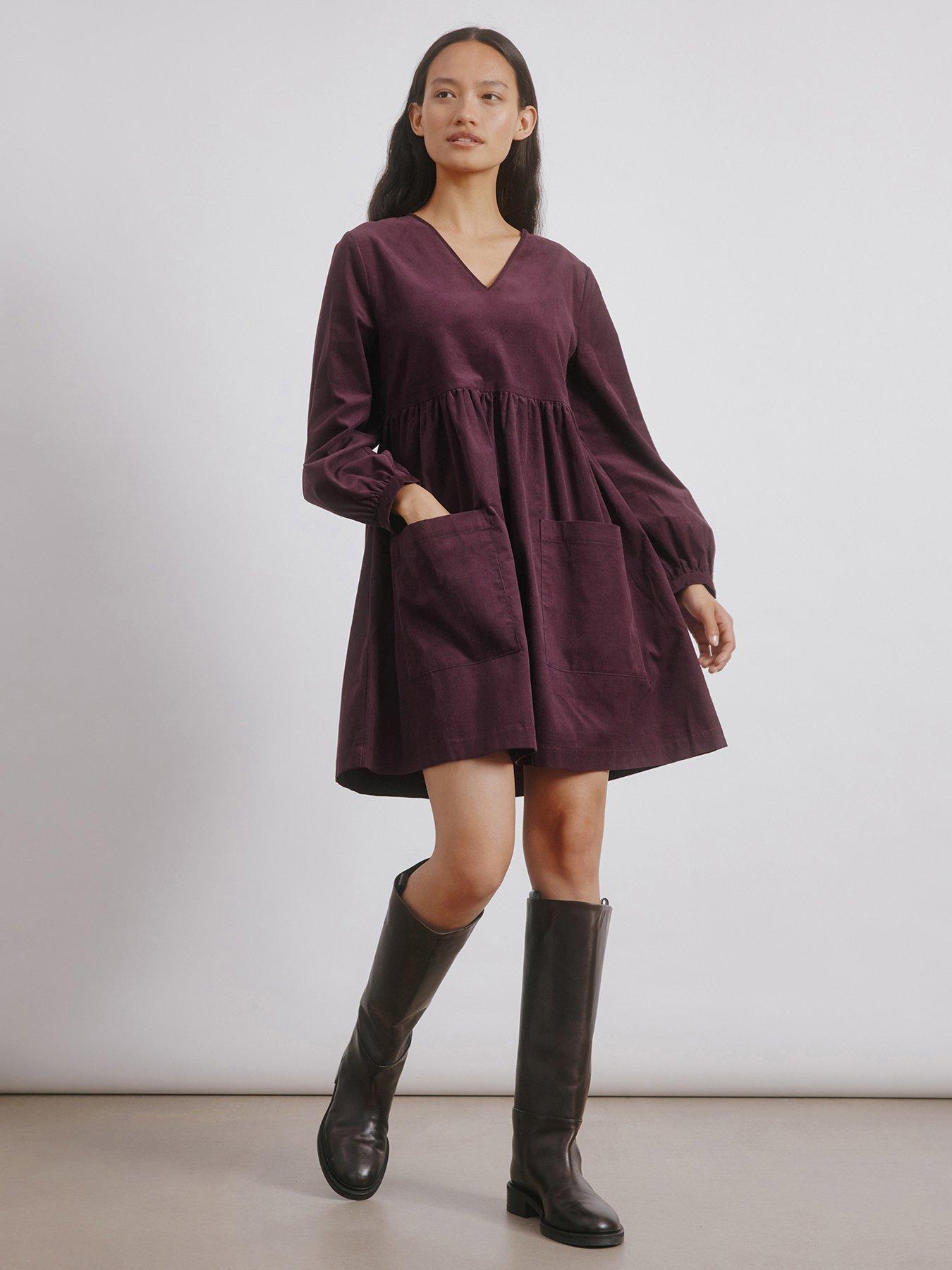 Image 1 of 5 of Albaray Short Cord Pocket Dress - Red