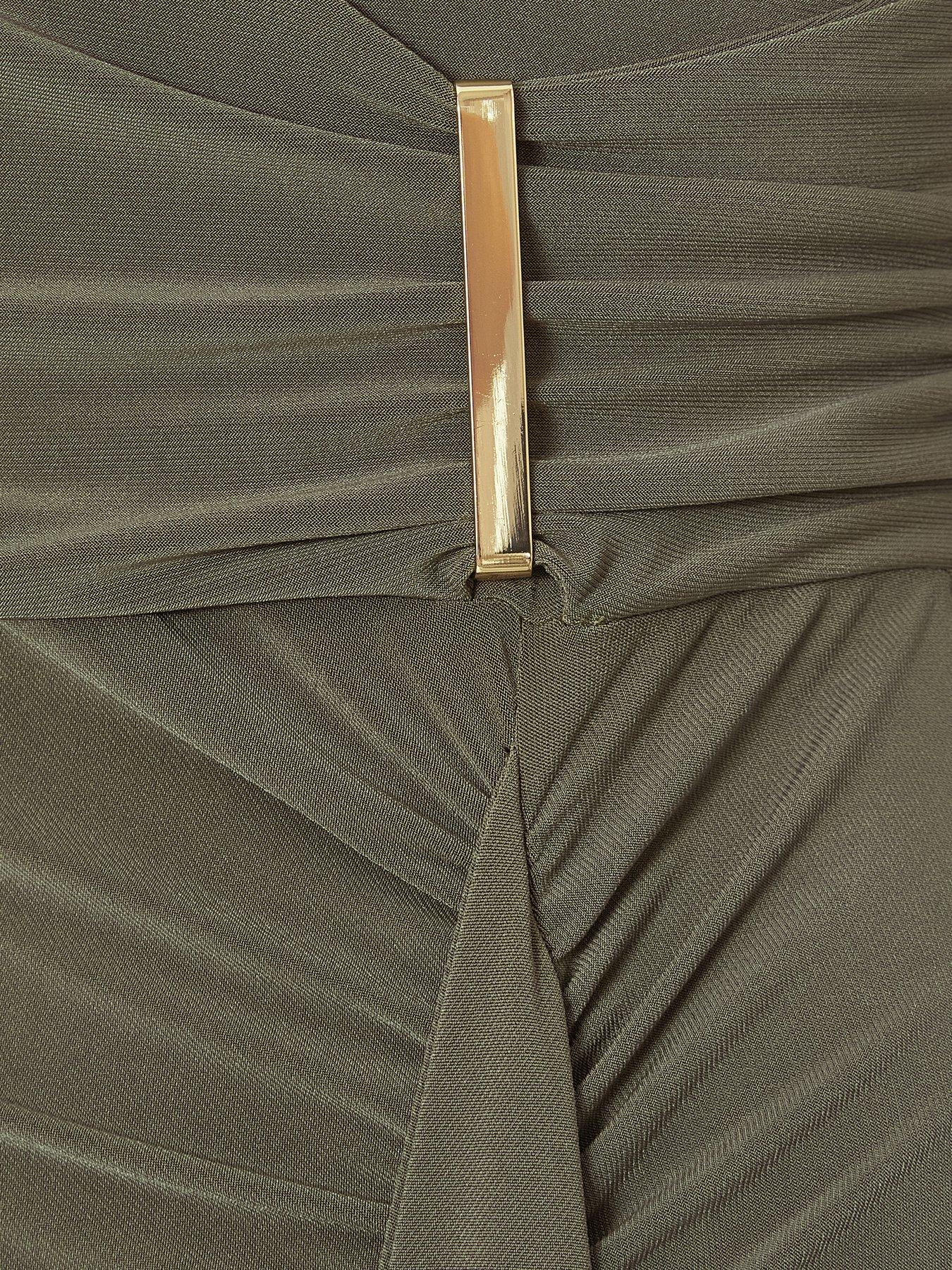 Image 6 of 6 of Quiz Olive Wrap Midaxi Dress