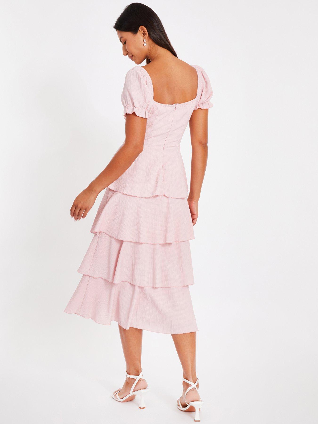 strapless open back dress Pink Layered Soft Tulle Dress – Amanei