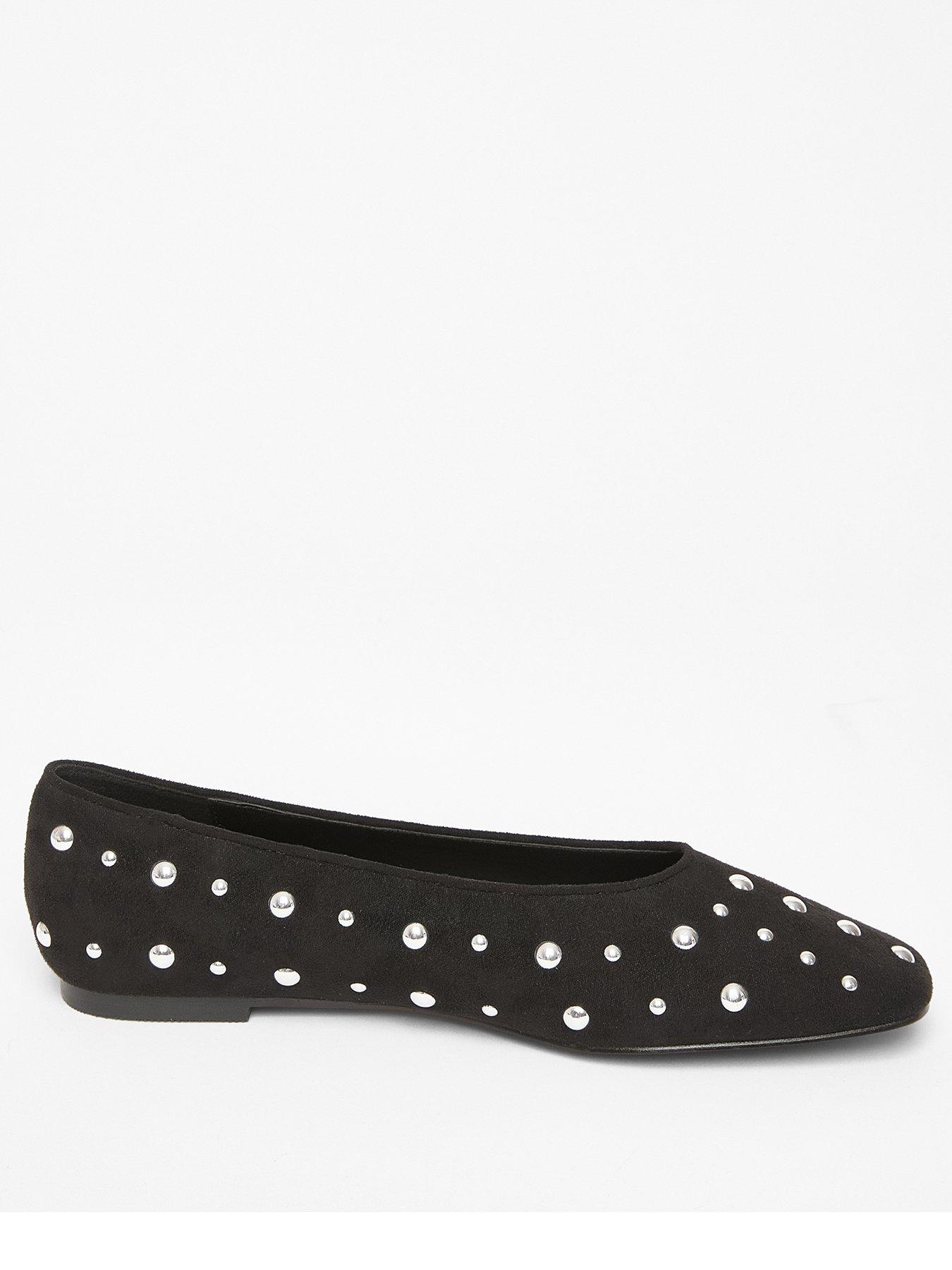 undefined Black Faux Suede Diamante Pumps