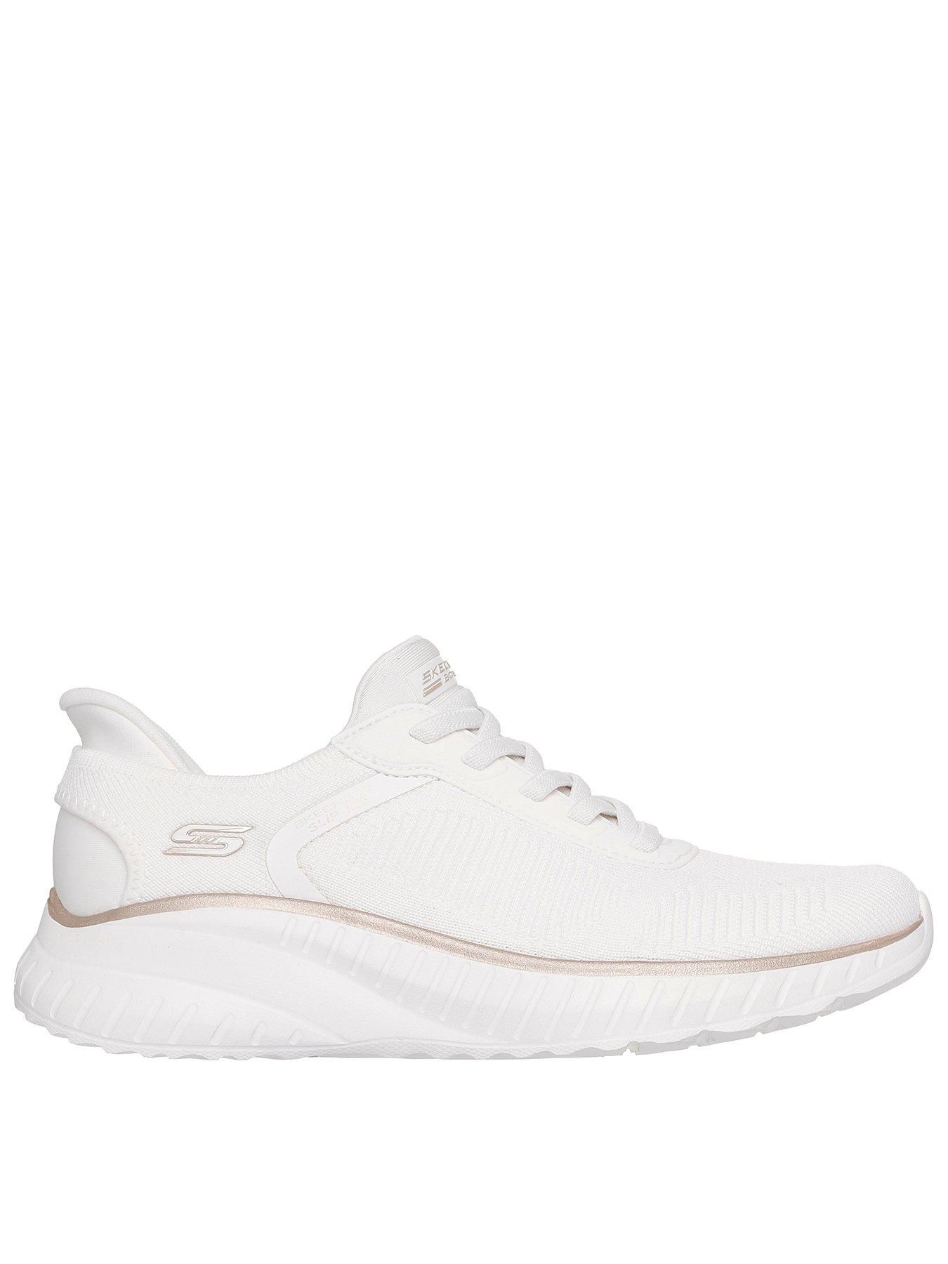 Skechers Bobs Squad Chaos Current Muse Knit Bungee Lace Slip-ins Trainer - Whit