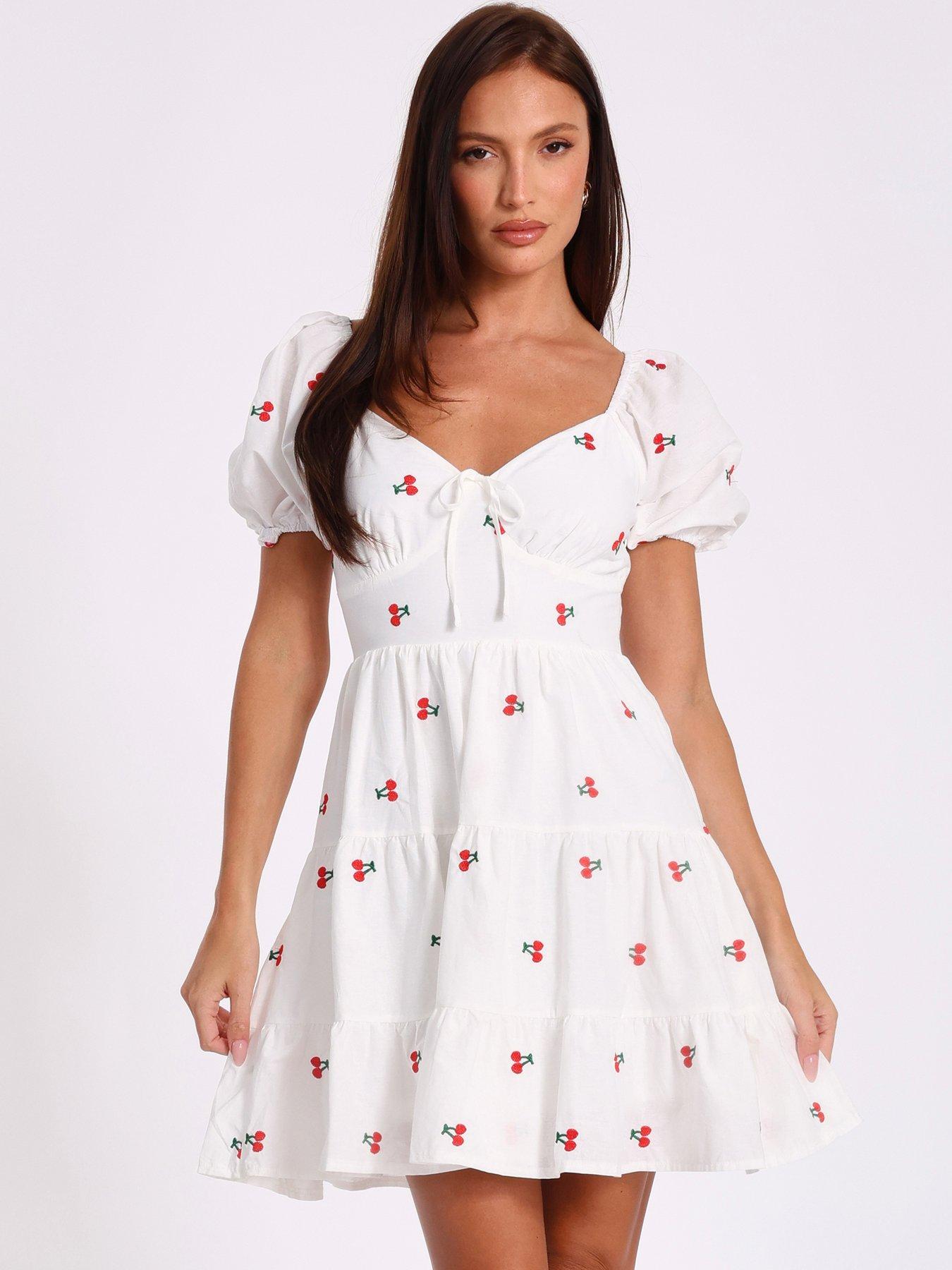 cherry print skater dress Cute Black Cherry Print Dress - Cherry Print Skater Dress